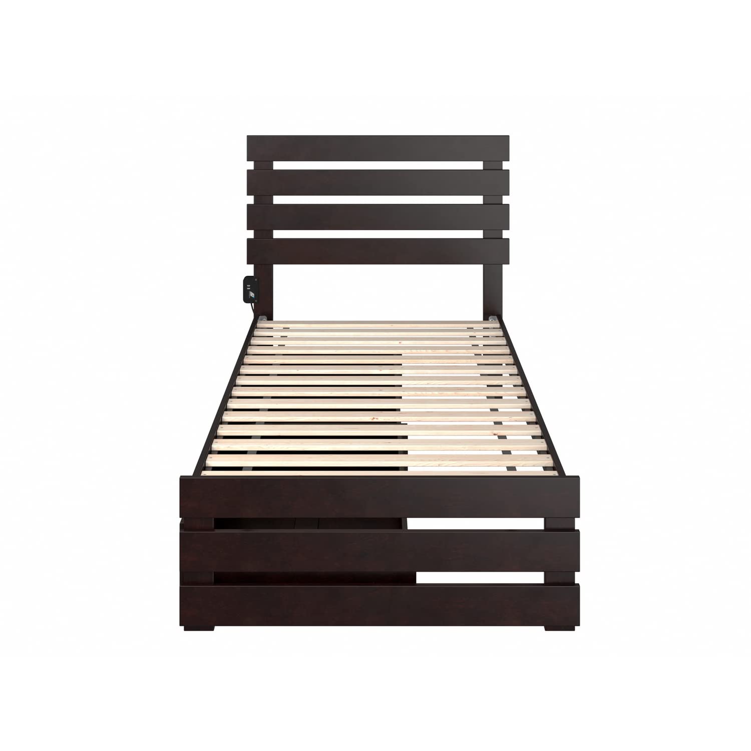 AFI Oxford Twin XL Size Platform Bed with Footboard & Storage Drawers in Espresso - Modern Wooden Bed Frame for Small Spaces, Dorm Rooms & Guest Bedrooms