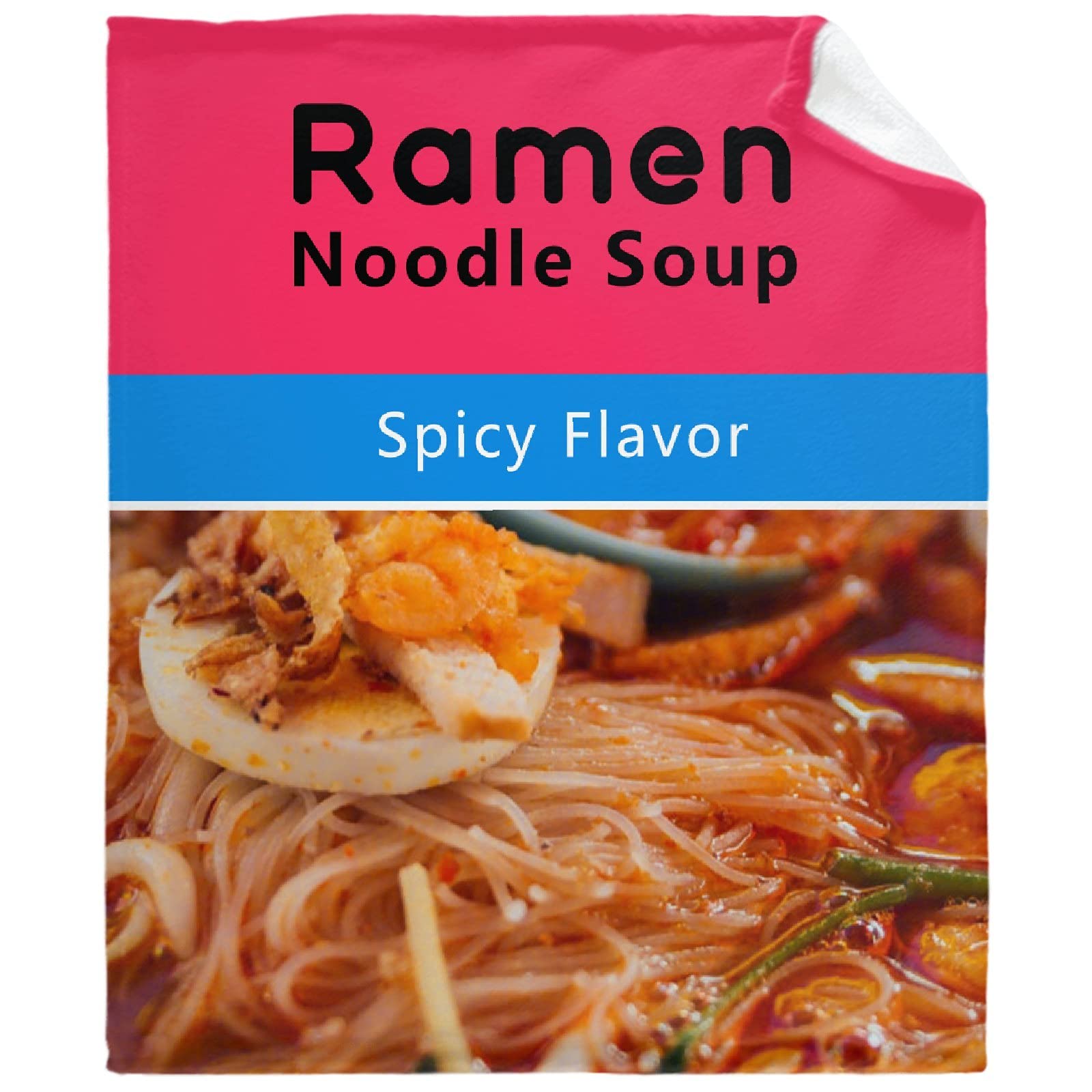 Kutadanti Spicy Ramen Noodle Soup Design Microfiber Flannel Throw Blanket - Ultra Soft & Warm 40x30 Inch - Perfect for Bed, Sofa, Picnic & Outdoor Use - Cozy Gift Idea
