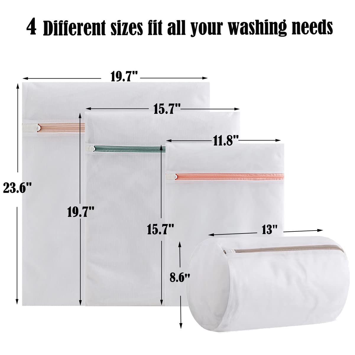 Mesh Laundry Bags for Delicates - 4 Pack Washing Machine Bags for Bras, Underwear, Socks & Clothes | Gentle Protection for Lingerie, Jeans, Dresses & Blouses | Perfect for Travel, Gym & Home Laundry Care