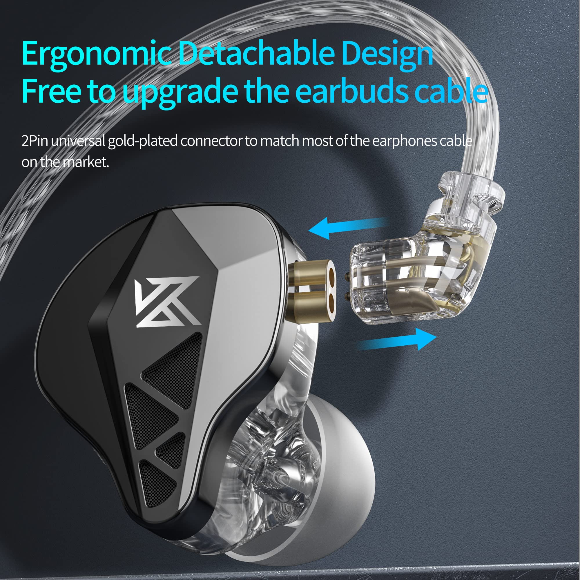 KZ EDXS High Resolution In-Ear Monitor Earphones with Super Bass - Crystal Clear Sound, Noise Isolating Wired Earbuds for Musicians, Singers, Guitarists - Perfect for Live Performances, Studio Recording & Church Worship