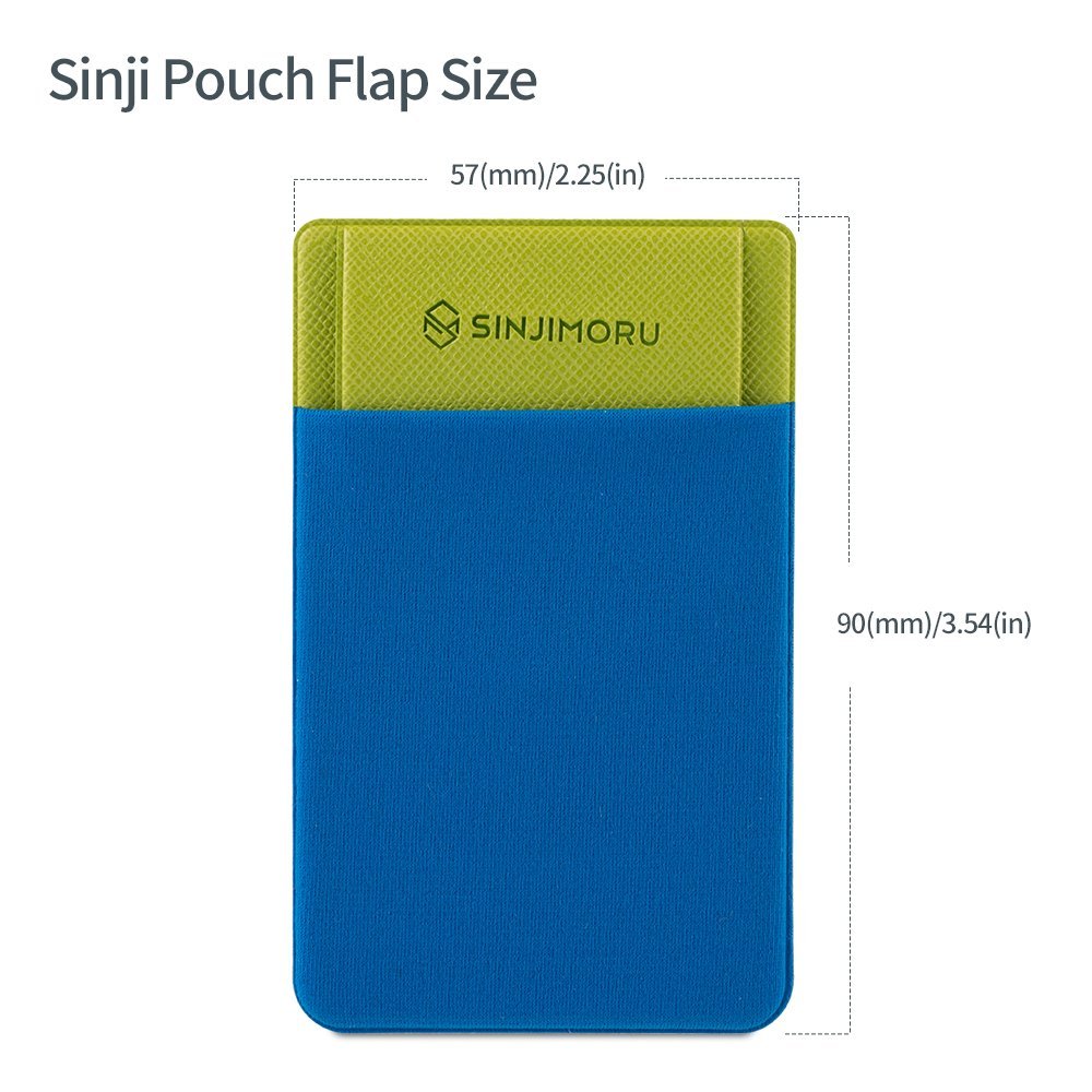 Sinjimoru Stretchy Fabric Phone Wallet - Secure Card Holder for iPhone & Android (Blue) | Stick-On Credit Card Case for Back of Phone | Perfect for Travel, Shopping & Everyday Use