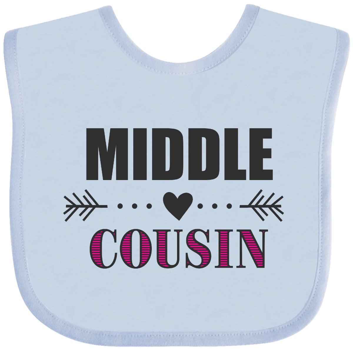 Inktastic Middle Cousin with Heart Arrow Baby Bib - Soft Cotton Drool Bib for Infants & Toddlers - Perfect for Feeding, Playtime & Photo Shoots