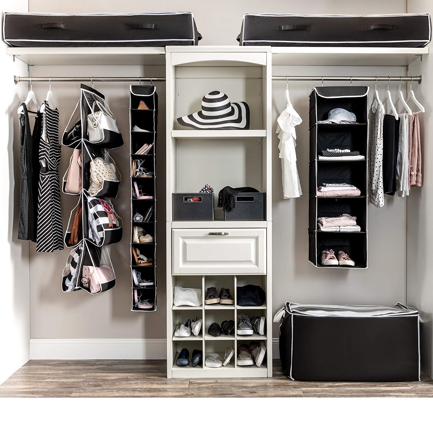 ZOBER 5-Shelf Hanging Closet Organizer - Space Saving Storage Shelves for Clothes, Towels & Toys - Perfect for Dorm Rooms, Kids Nursery & Home Closet Organization - Ideal for Small Spaces & Seasonal Storage