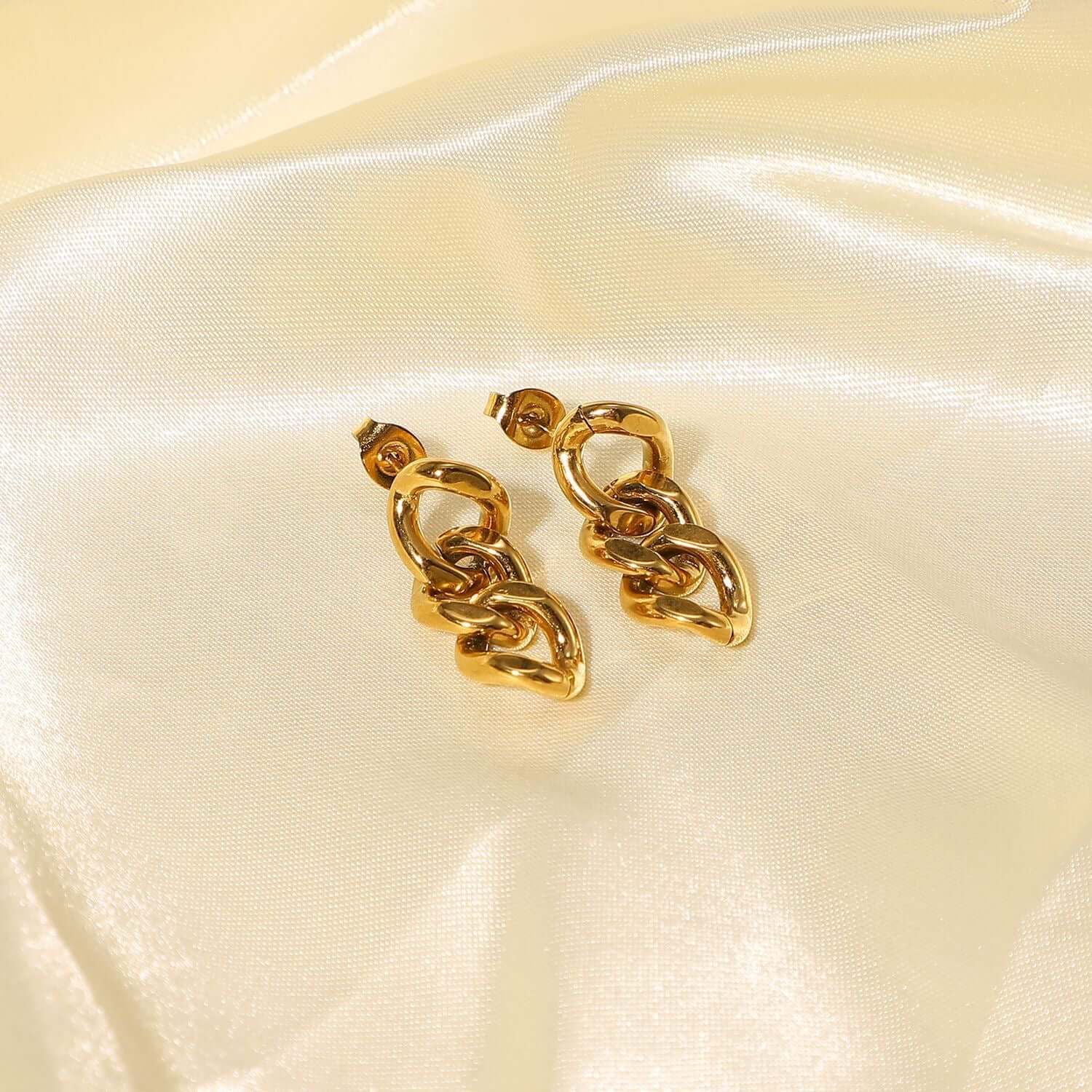 18K Gold Plated Minimalist Chain Drop Earrings for Women - Elegant Dangle Earrings for Party, Wedding & Everyday Wear | JDE684