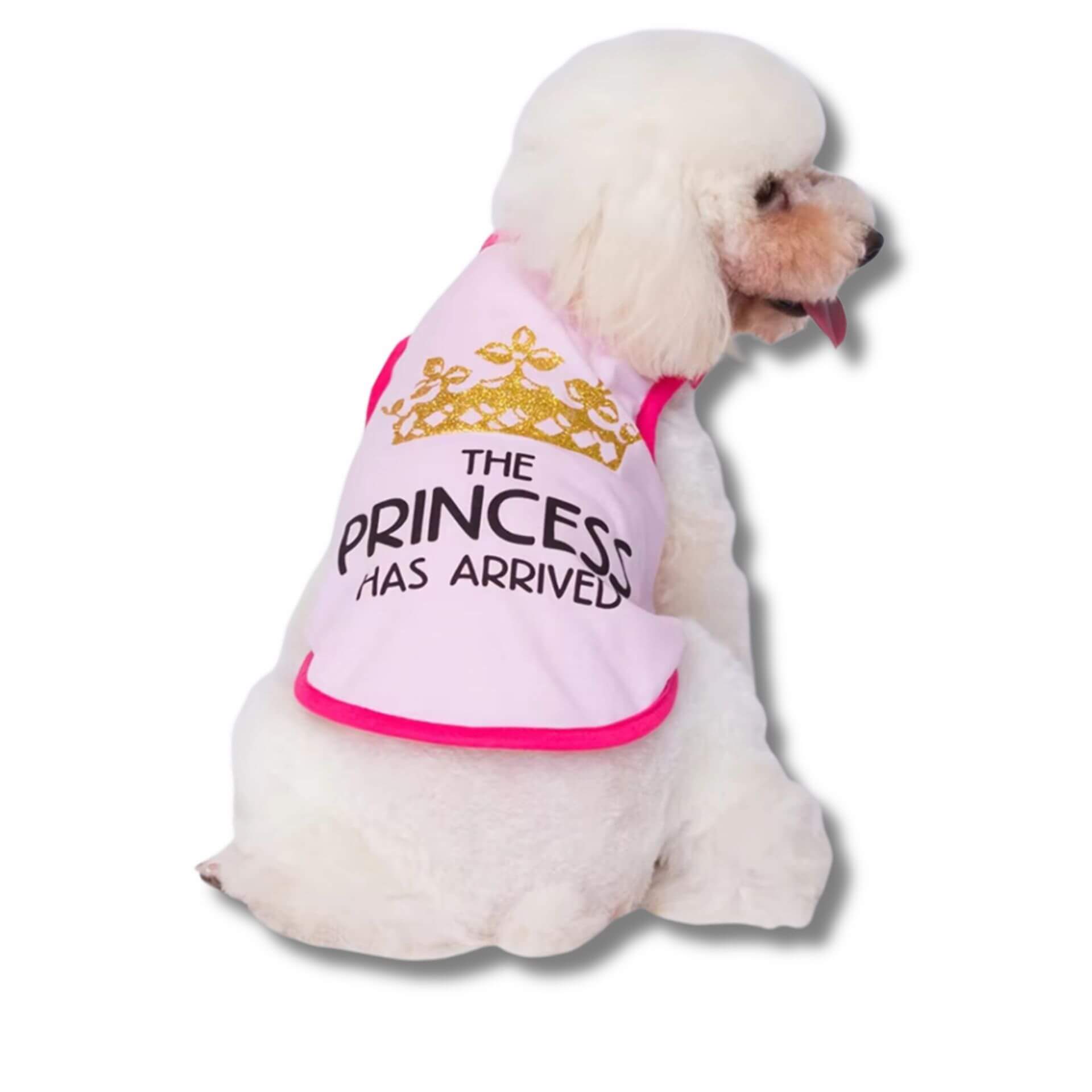 Princess Has Arrived Dog T-Shirt for Small Breeds - Pink Pet Apparel for Special Occasions & Photo Shoots