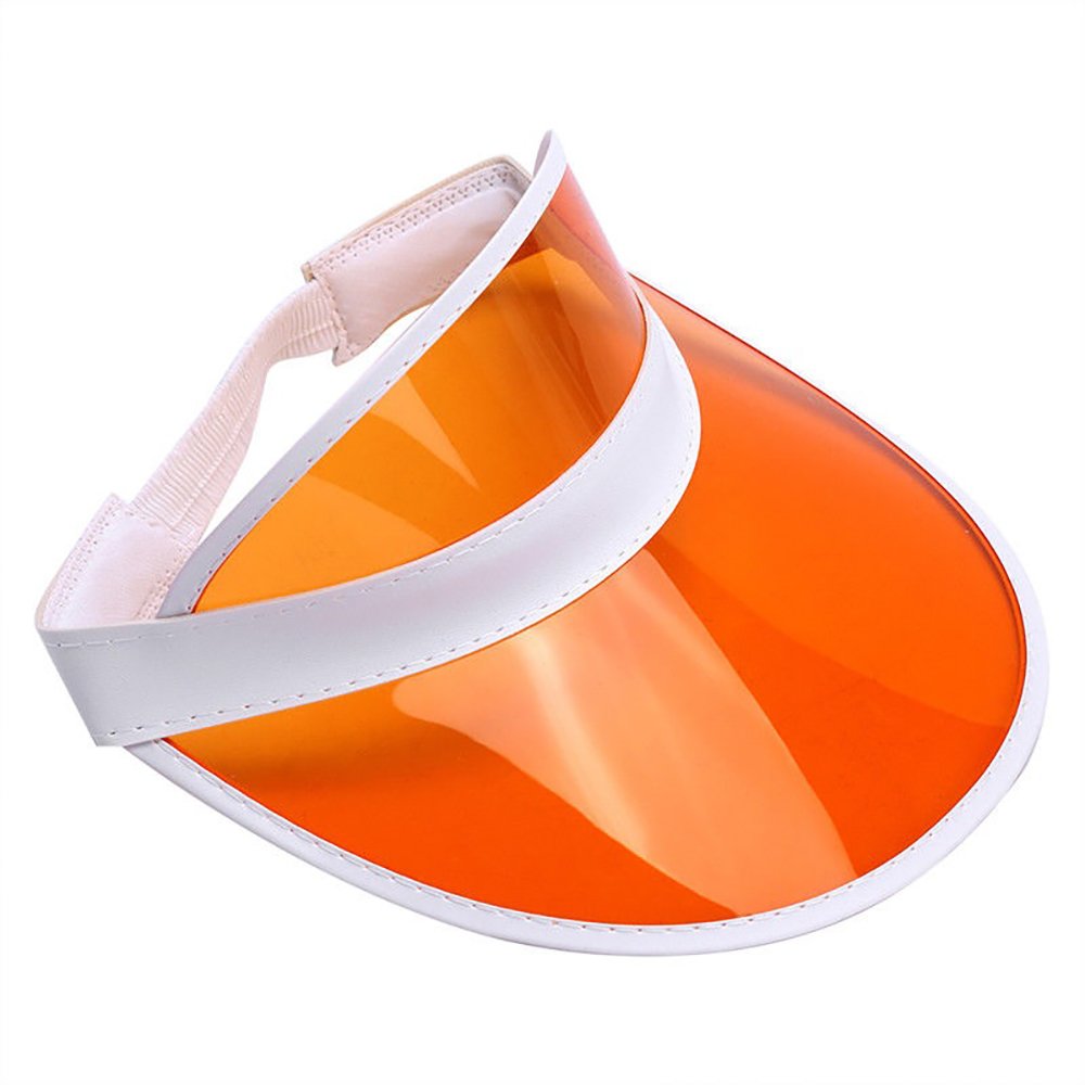 Vintage Style Plastic Tennis & Beach Sun Visor Hats - Pack of 50, Orange, One Size Fits All - Perfect for Outdoor Sports, Summer Activities & UV Protection