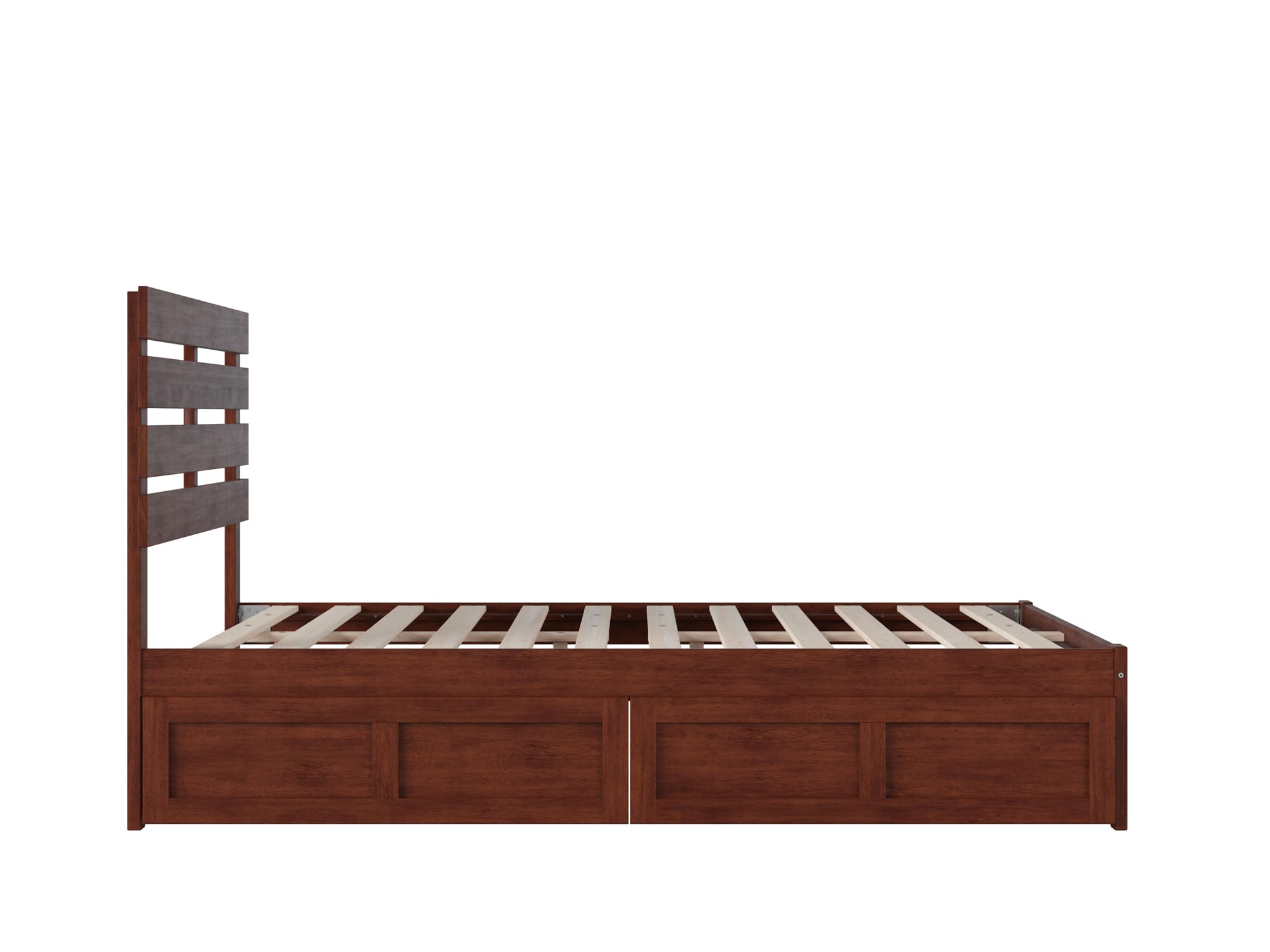 AFI Oxford Full Size Platform Bed with Storage Drawers & USB Charging Station - Walnut Finish Modern Bedroom Furniture for Small Spaces & Apartment Living