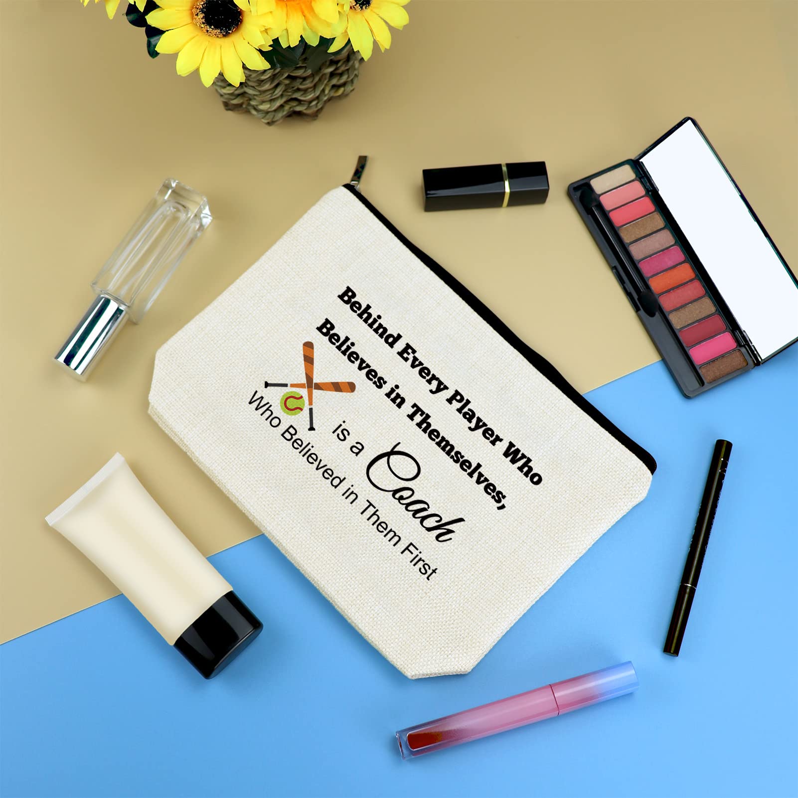 Softball Coach Mom Gifts - Baseball & Softball Coach Appreciation Thank You Present - Makeup Bag for Women - End of Season Gift for Baseball Teacher Mom - Birthday & Travel Zipper Toiletries Pouch - Perfect for Sports Team Gifts, Mom's Birthday & Travel Essentials