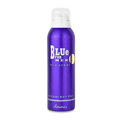 RASASI Blue For Men Deodorant Spray - 200ml Long Lasting Odor Protection | Skin Friendly Body Spray for Men | Fresh Scent for Daily Use, Gym & Outdoor Activities