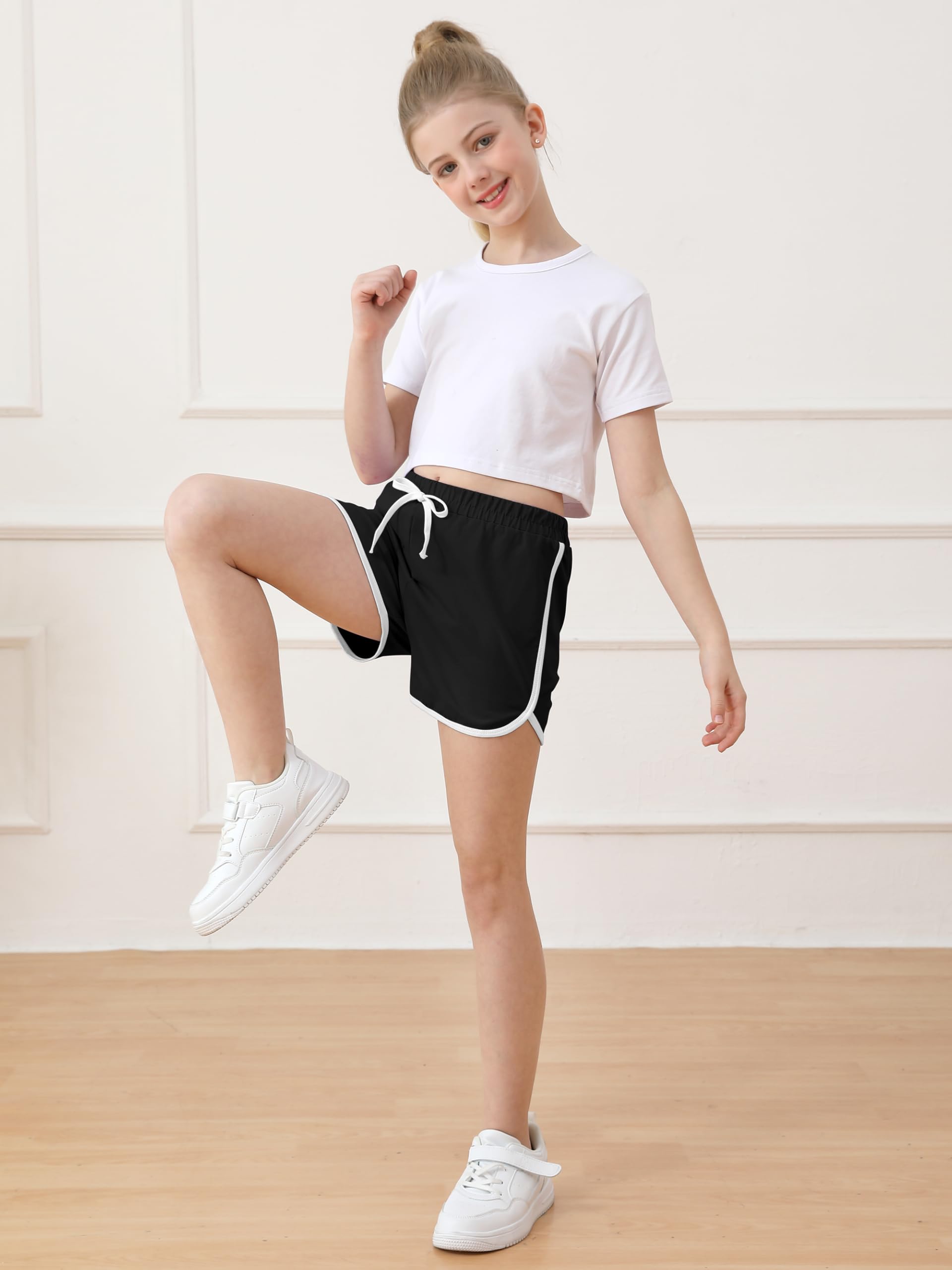Resinta 5-Pack Girls Cotton Athletic Shorts - Breathable Running Shorts for Toddlers, Summer Activewear, Yoga & Playtime - Perfect for Sports, Gym, and Outdoor Activities