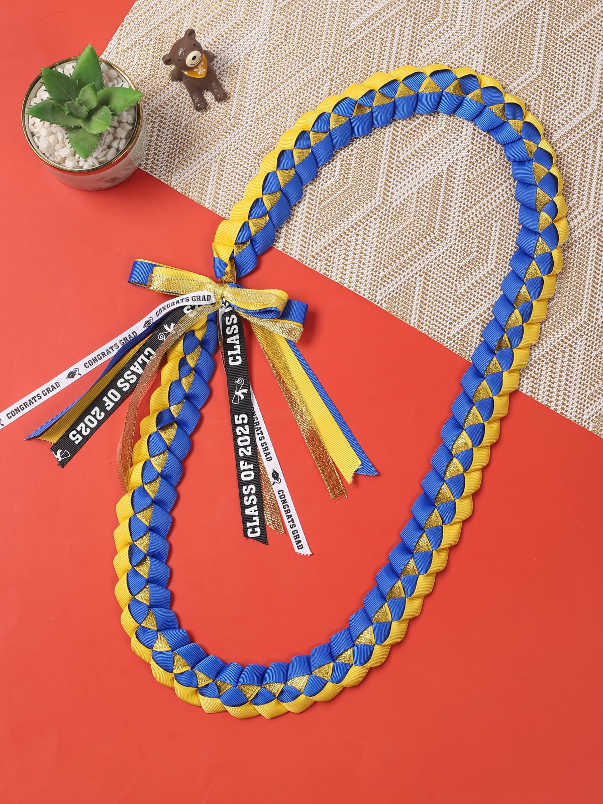 TFTAFAN Class of 2025 Graduation Lei Necklace - Braided Ribbon Graduation Leis for Women & Men - Perfect Graduation Gift & Party Accessories for High School/College Ceremonies, Graduation Parties & Photo Props