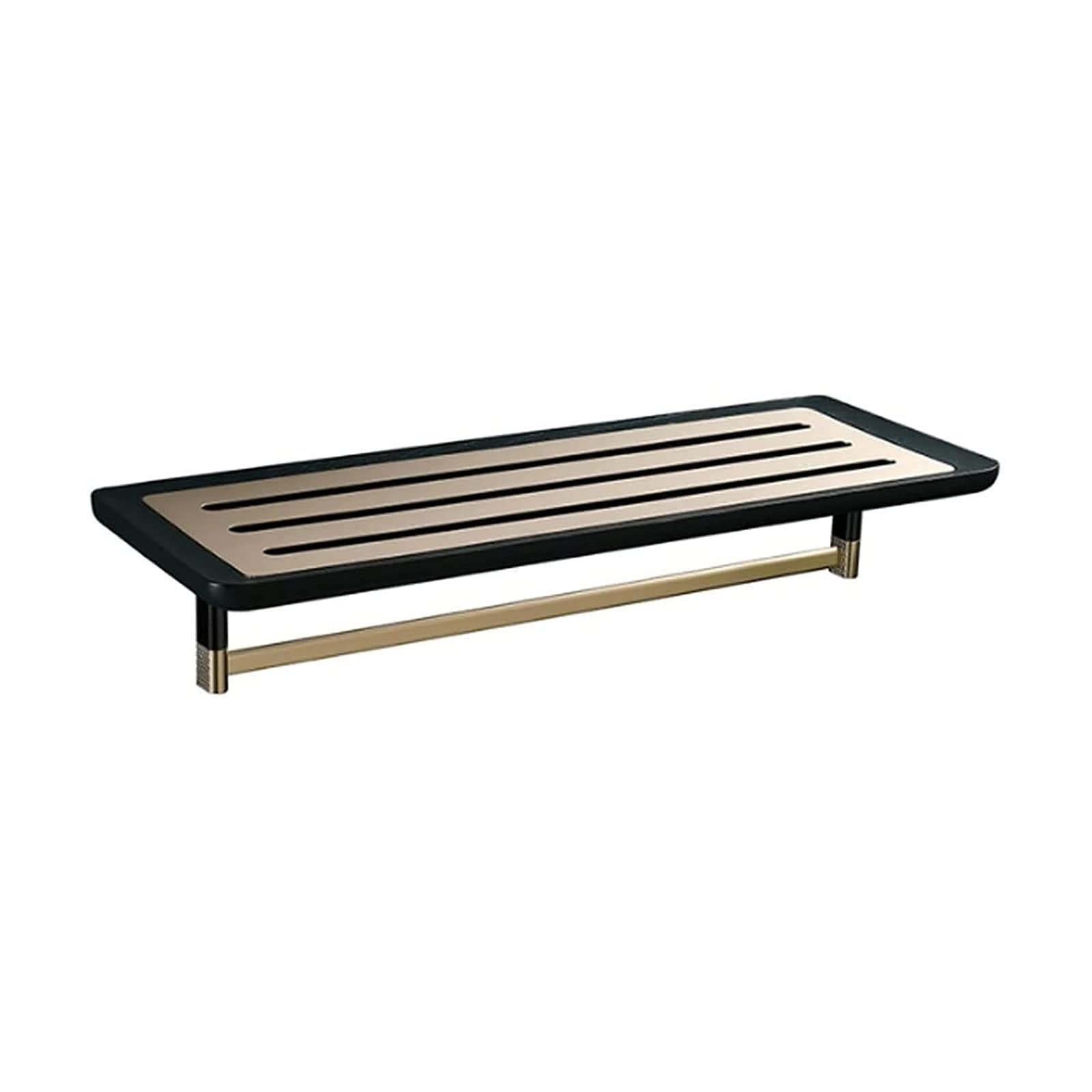 Nordic Brass Towel Bar - Solid Wood Bath Towel Holder & Shelf - Gold Bathroom Towel Rail for Modern & Luxury Home Decor - Perfect for Bathrooms, Spas, and Guest Rooms