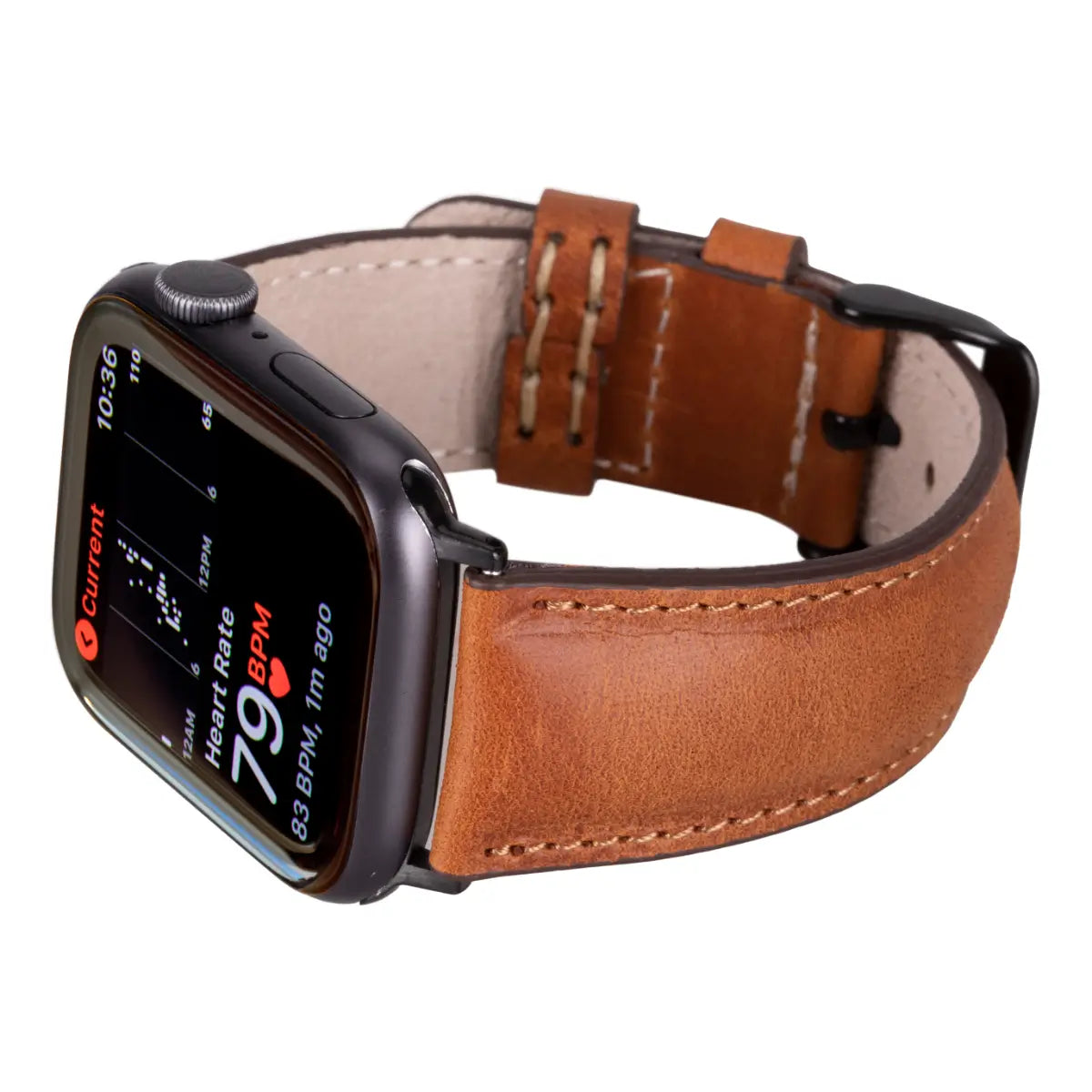 Premium Camel Brown Leather Apple Watch Band - Classic Strap for Apple Watch Series 9/8/7/SE/6/5/4/3 - Durable & Comfortable for Work, Travel & Everyday Wear