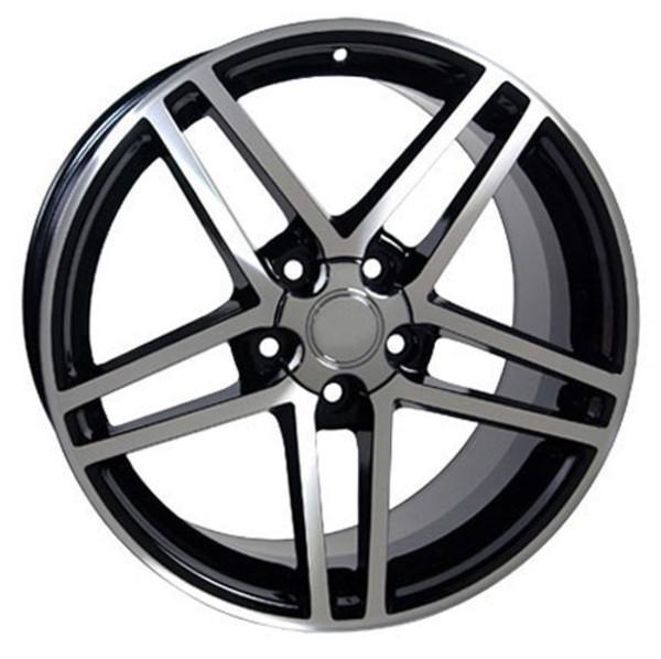 17 Inch Black Machined Replacement Wheel for 1988-1996 Chevy Corvette - OEM Style Replica Rim 5910238 | Perfect for Classic Car Restoration & Performance Upgrades