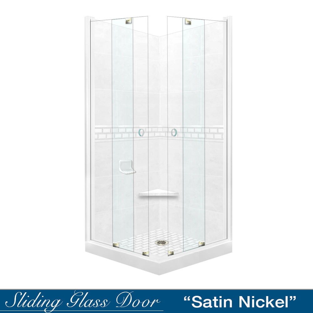 Natural Buff Sistine Stone & Subway Tile Corner Accent - DIY Shower Remodel Kit for Bathroom Renovation | Waterproof & Easy Installation for Showers, Backsplashes & Wet Areas