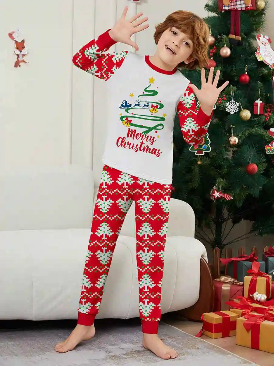 Festive Printed Christmas Matching Family Pajama Set - Cozy Holiday Sleepwear for Family Photos & Christmas Morning (#242302)