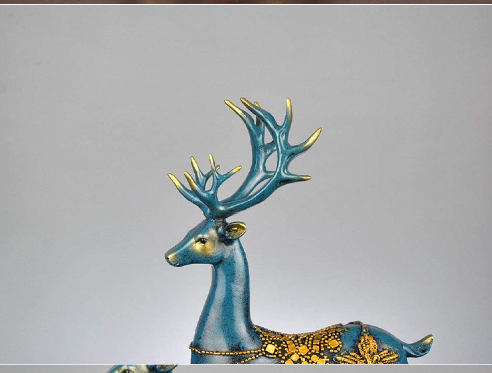 2PCS European Style Resin Elk Sculpture Couple Statue - Elegant Home Decor Gift for Wedding, Anniversary & Housewarming - Perfect for Living Room, Bedroom & Office Decoration