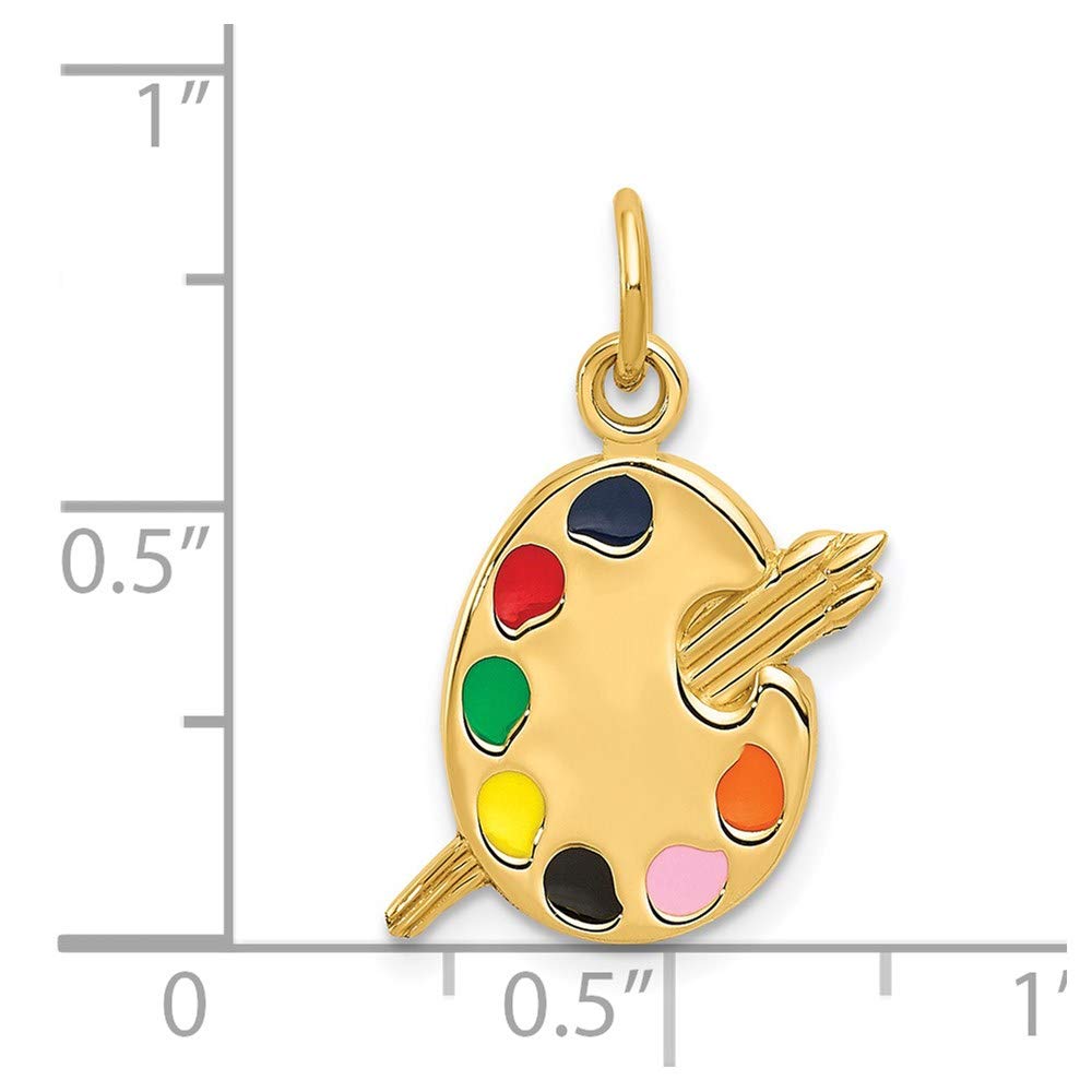 14k Gold Artist Palette Pendant - Black Bow Enamel Jewelry for Artists