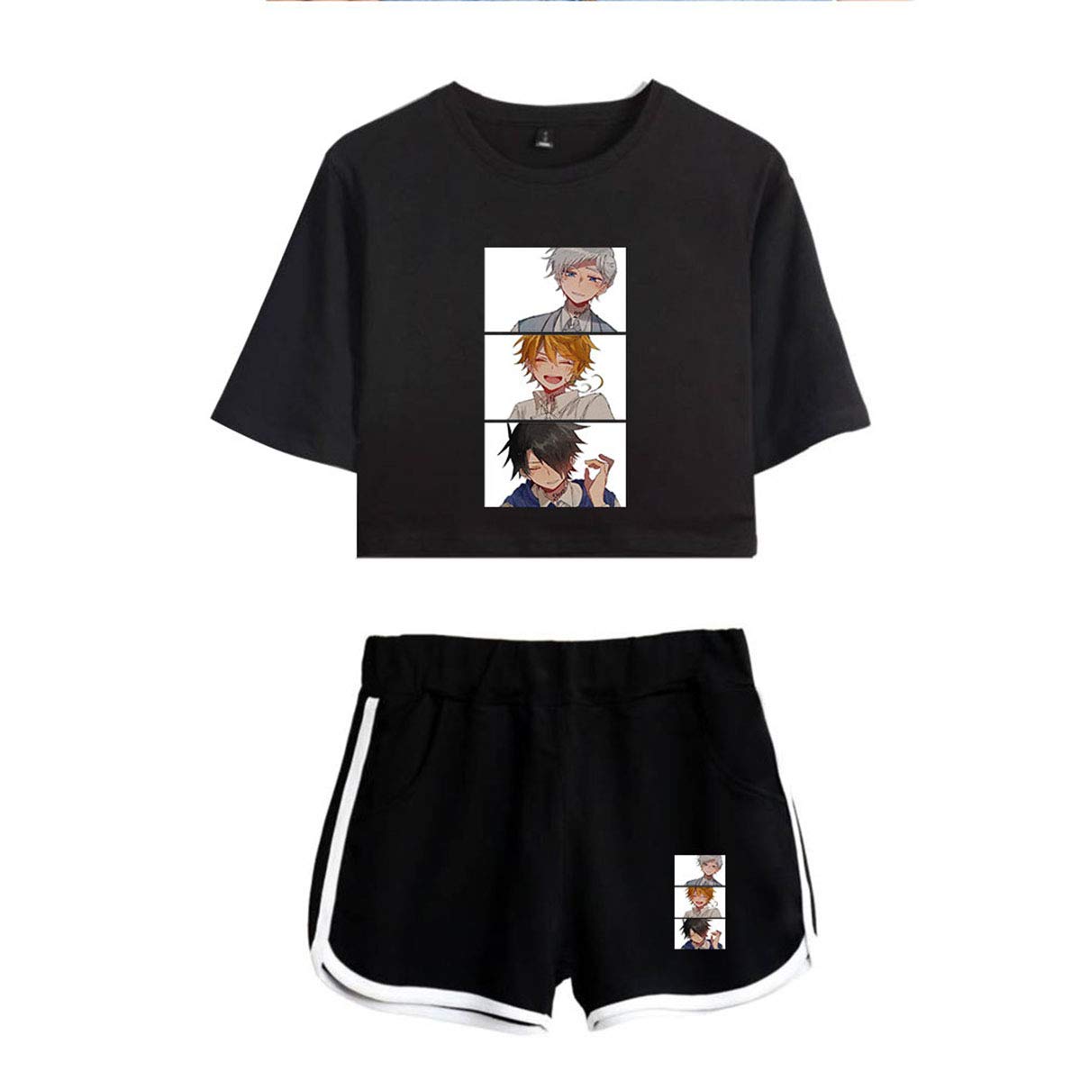 KPOP Anime The Promised Neverland Cosplay Outfit - Emma Norman Ray Manga Character Tracksuit Set (Top & Shorts) | Perfect for Anime Conventions, Halloween Costumes & KPOP Fan Merchandise