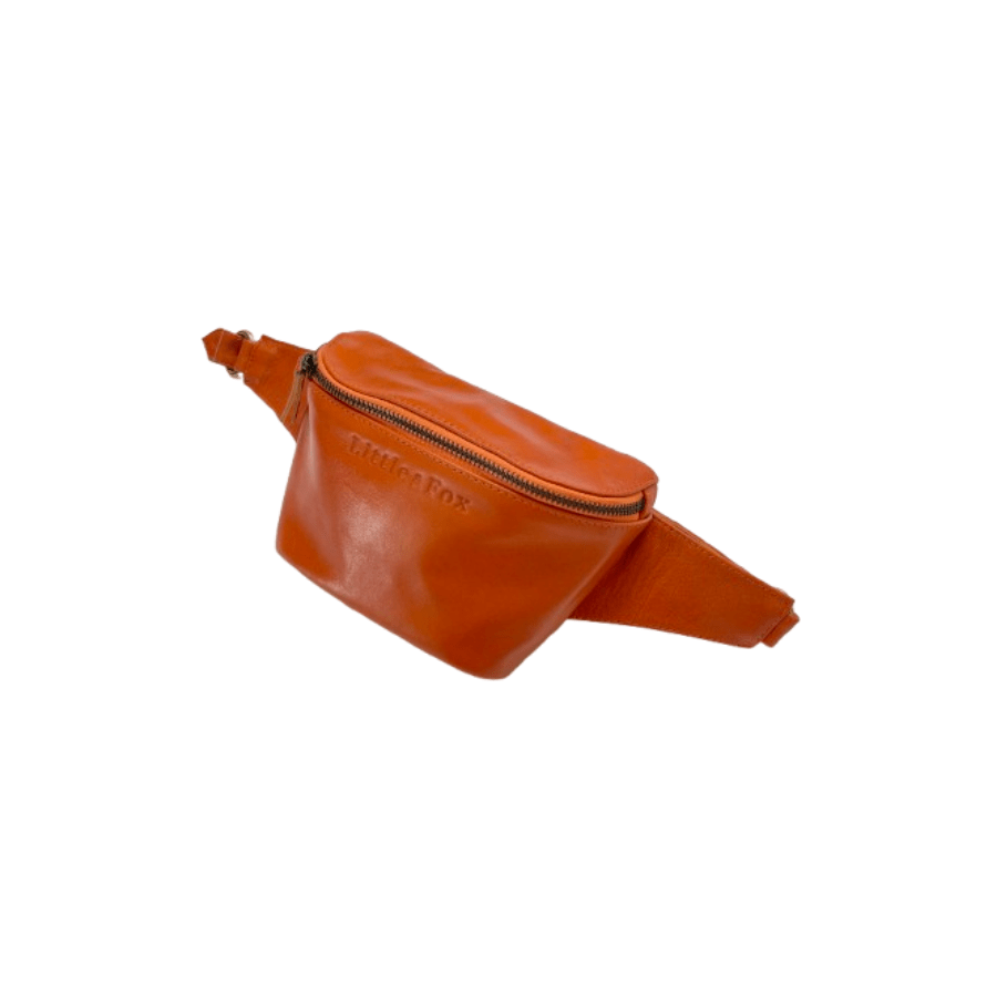 The Little & Fox Genuine Leather Bum Bag - Stylish & Durable Waist Pack for Women & Men - Perfect for Travel, Hiking, Concerts & Everyday Use (Tangerine)