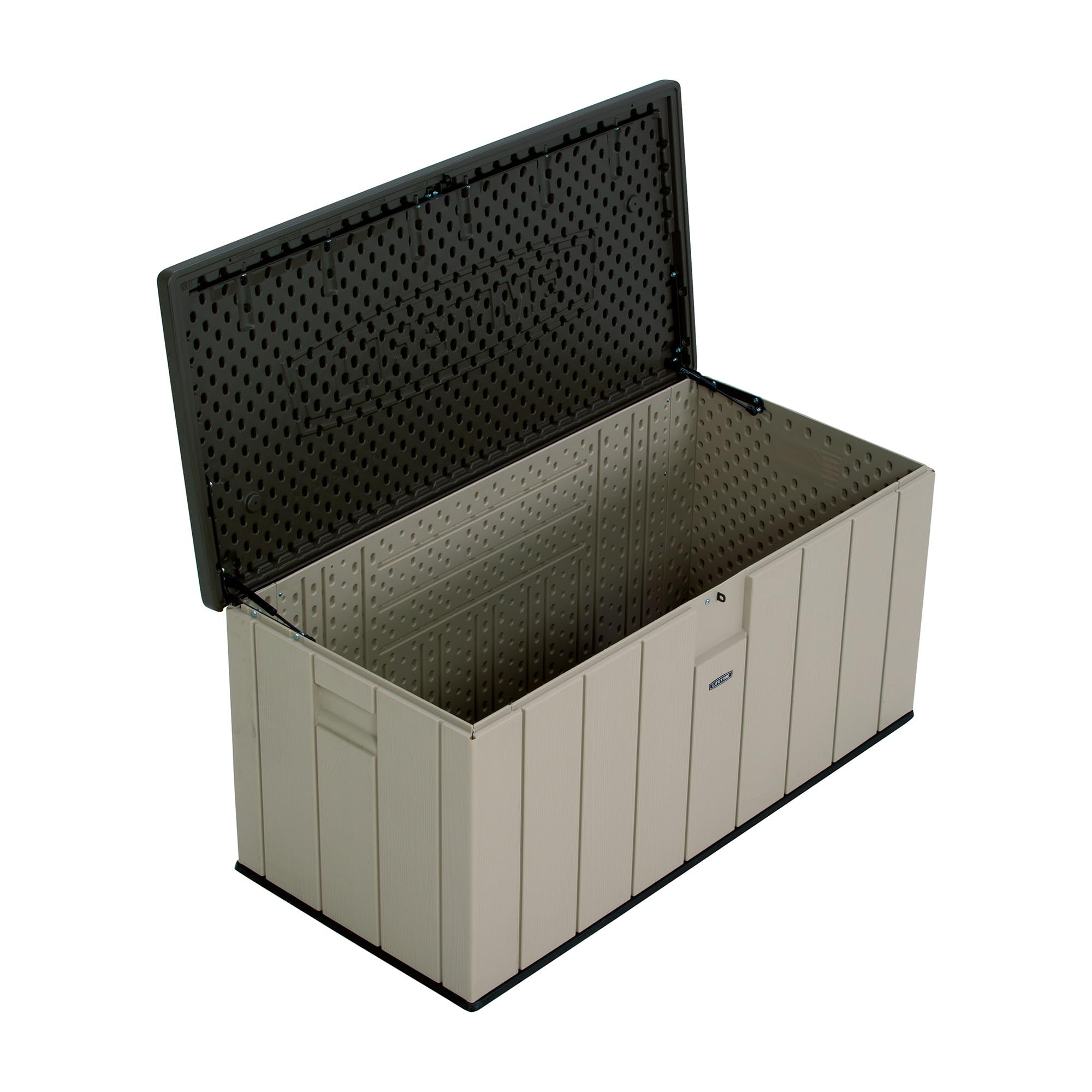 LIFETIME 60254 150-Gallon Heavy-Duty Outdoor Storage Deck Box - Weather-Resistant Plastic Deck Box for Patio Furniture Cushions, Pool Toys & Garden Tools - Desert Sand/Brown Color