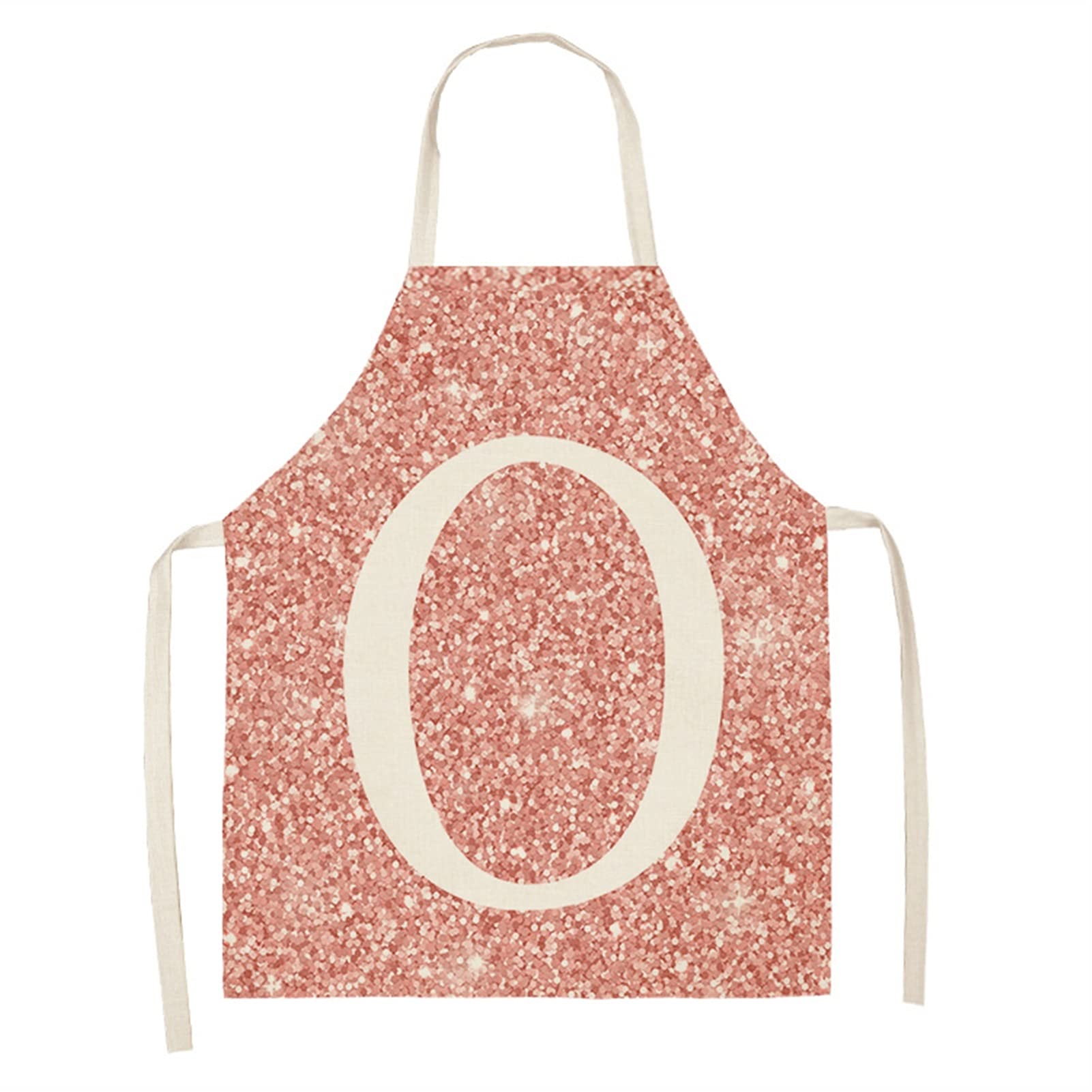 Pink Letter Printed Cotton Linen Apron - Sleeveless Kitchen Bib (53x65cm) for Cooking, Baking & Cleaning - Home & Restaurant Use