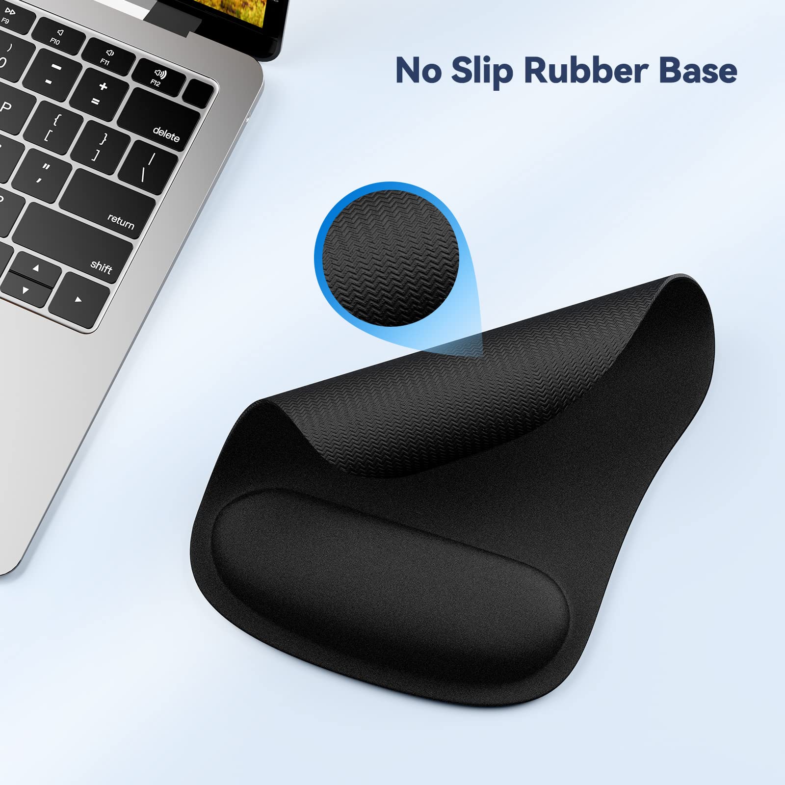 TECKNET Ergonomic Gaming Mouse Pad with Wrist Support - Pain Relief Comfort for Computer, Laptop, Office & Travel - Non-Slip Base & Waterproof Surface (Black) - Perfect for Long Gaming Sessions, Office Work & Home Use