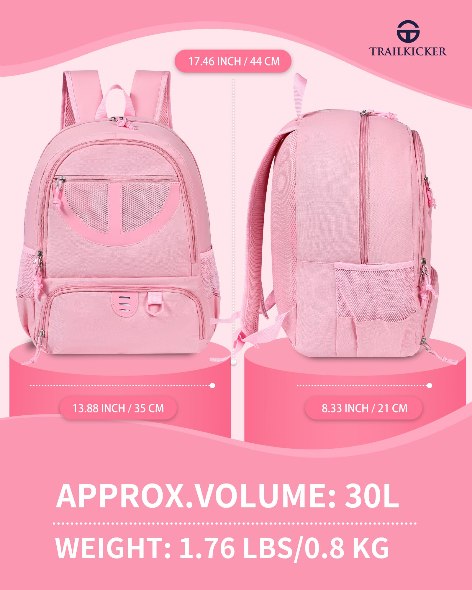 30L Lightweight Breathable Basketball Backpack for Men & Women - Sports Bag with Ball & Shoe Compartment - Perfect for Volleyball, Football, Soccer, Gym, School & Travel
