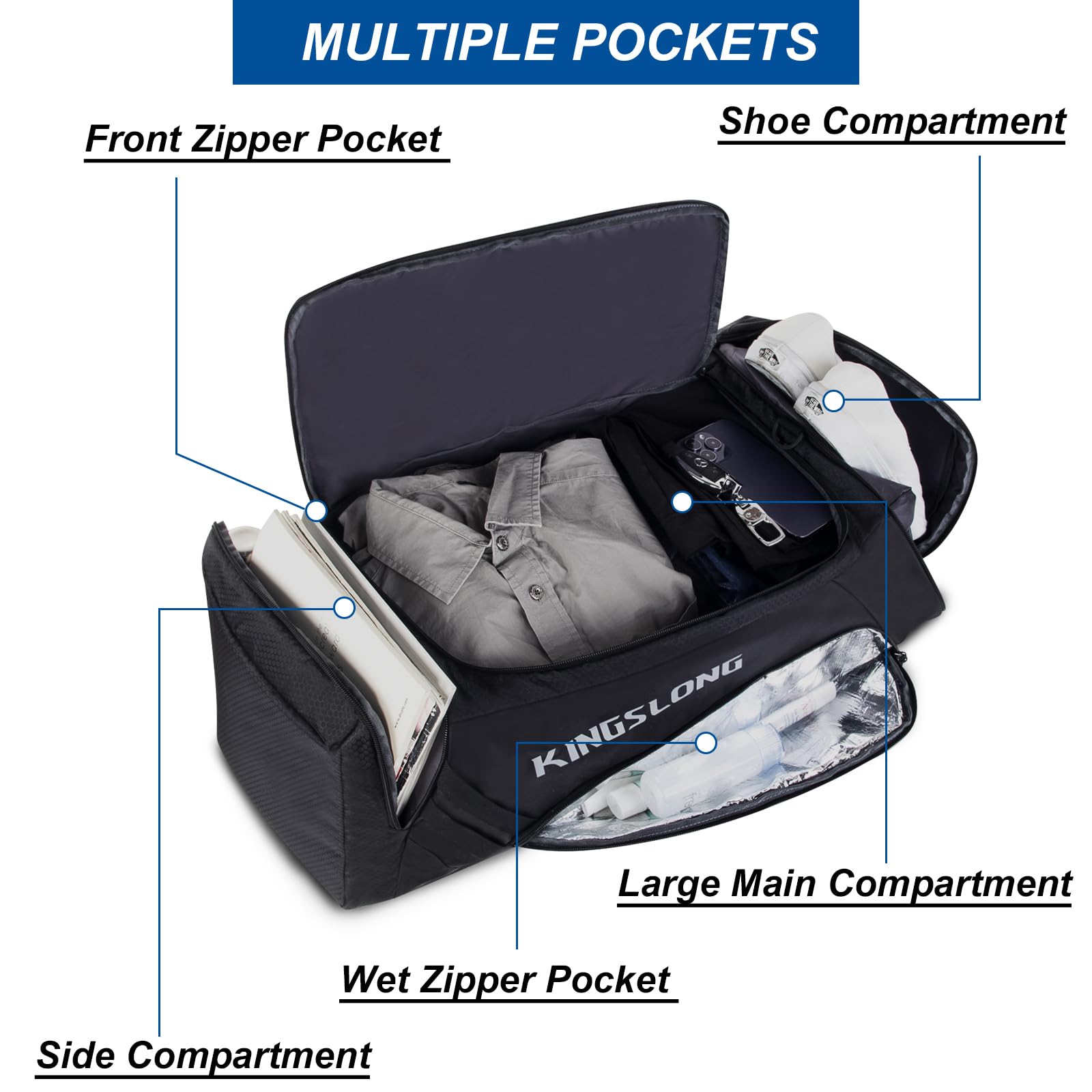 TPAID 40L Waterproof Gym Duffel Bag for Men - Large Sports Travel Backpack with Shoe Compartment | Perfect for Gym, Workout, Travel & Weekend Getaways