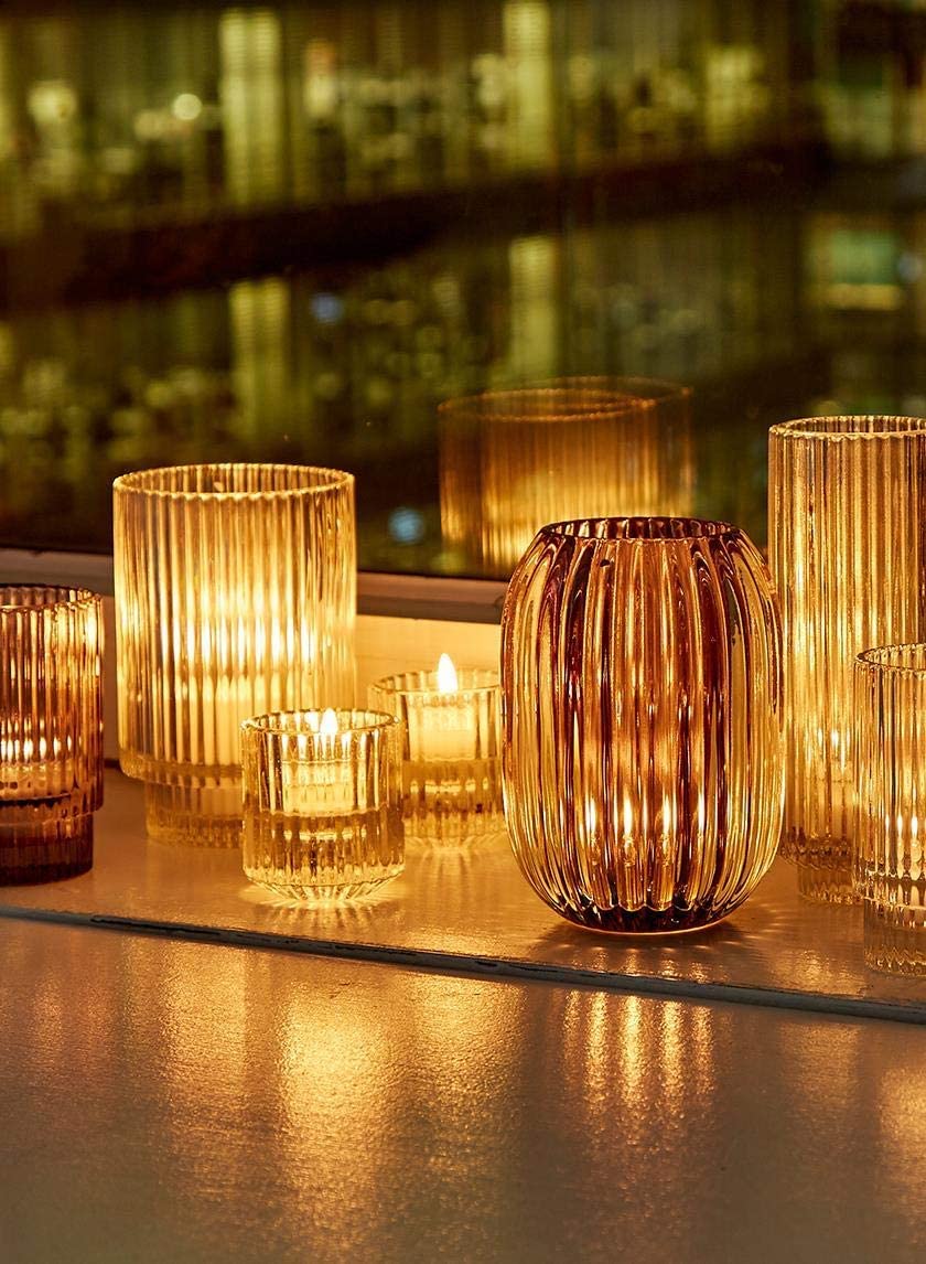 Serene Spaces Living Clear Ribbed Glass Votive Candle Holder - 2