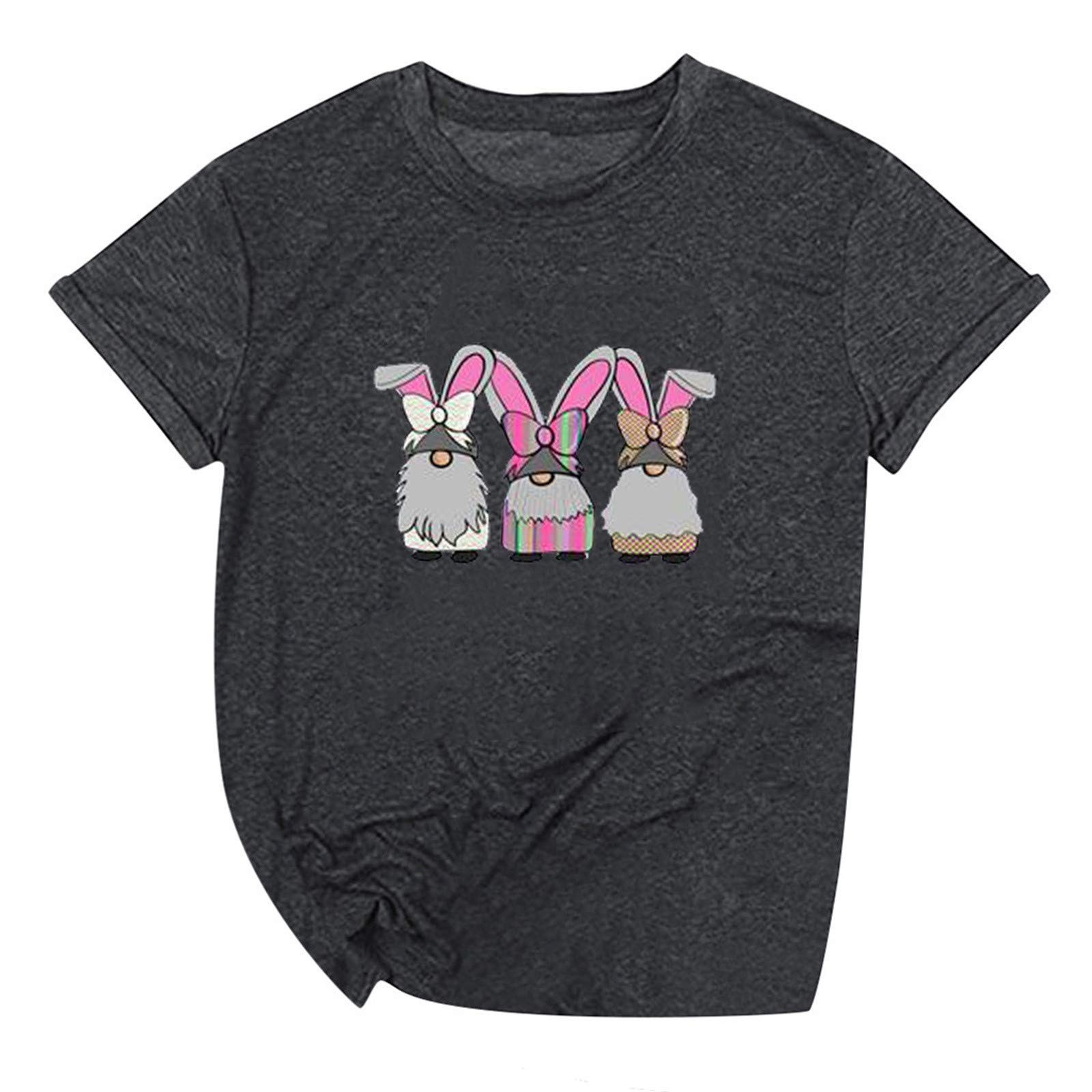 Women's Printed Blouse Short Sleeve Loose Fit Casual Top - Easter Fashion Shirt for Spring Outfits, Office Wear & Weekend Brunch