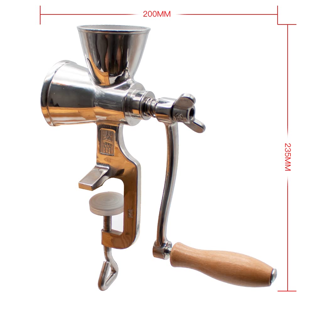 Premium 304 Stainless Steel Manual Grain Grinder - Hand Crank Mill for Corn, Wheat, Nuts & Spices | Perfect for Home Baking, Camping & Emergency Food Prep