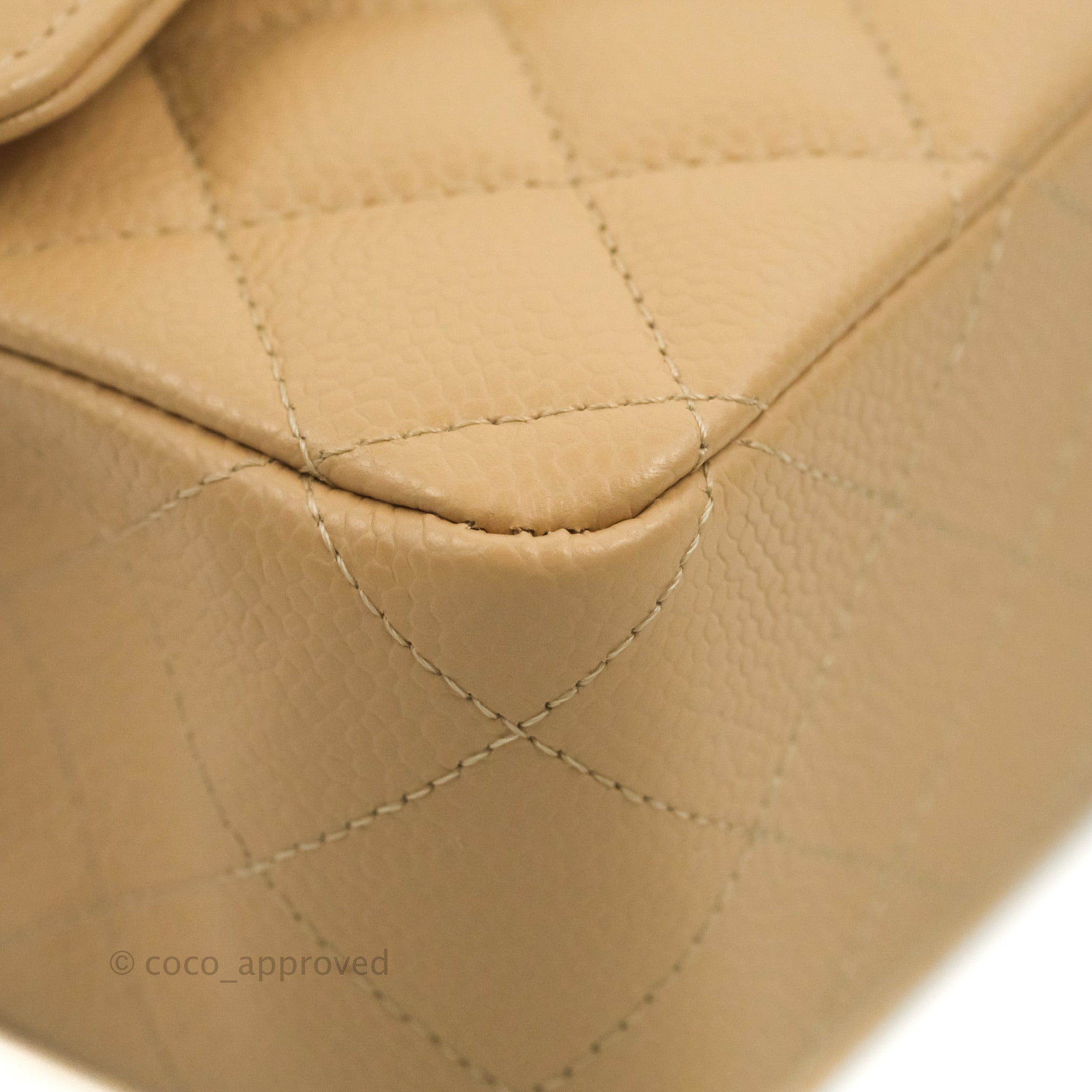 Chanel Classic Medium Flap Bag Quilted Beige Caviar Leather with Gold Hardware - Luxury Crossbody Purse for Women, Perfect for Work, Date Night & Special Occasions