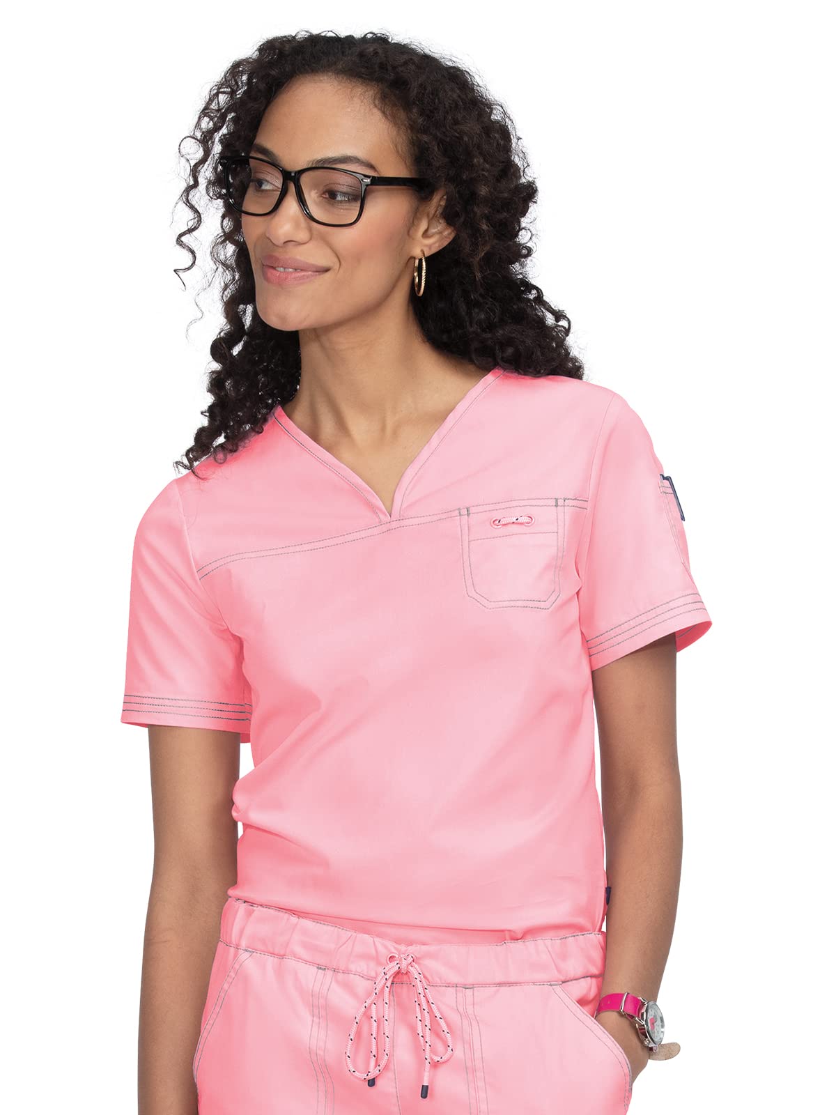 Stretch Georgia Top Sweet Pink - Women's Comfortable Stretchy Blouse for Casual Wear, Office, and Date Nights
