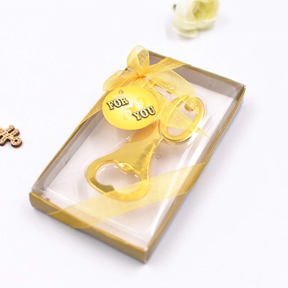 50th Anniversary Gold Plated Bottle Opener - Elegant Wedding Favors, Guest Gifts & Party Souvenirs for Birthday, Anniversary & Special Events - Perfect for Weddings, Receptions & Celebrations