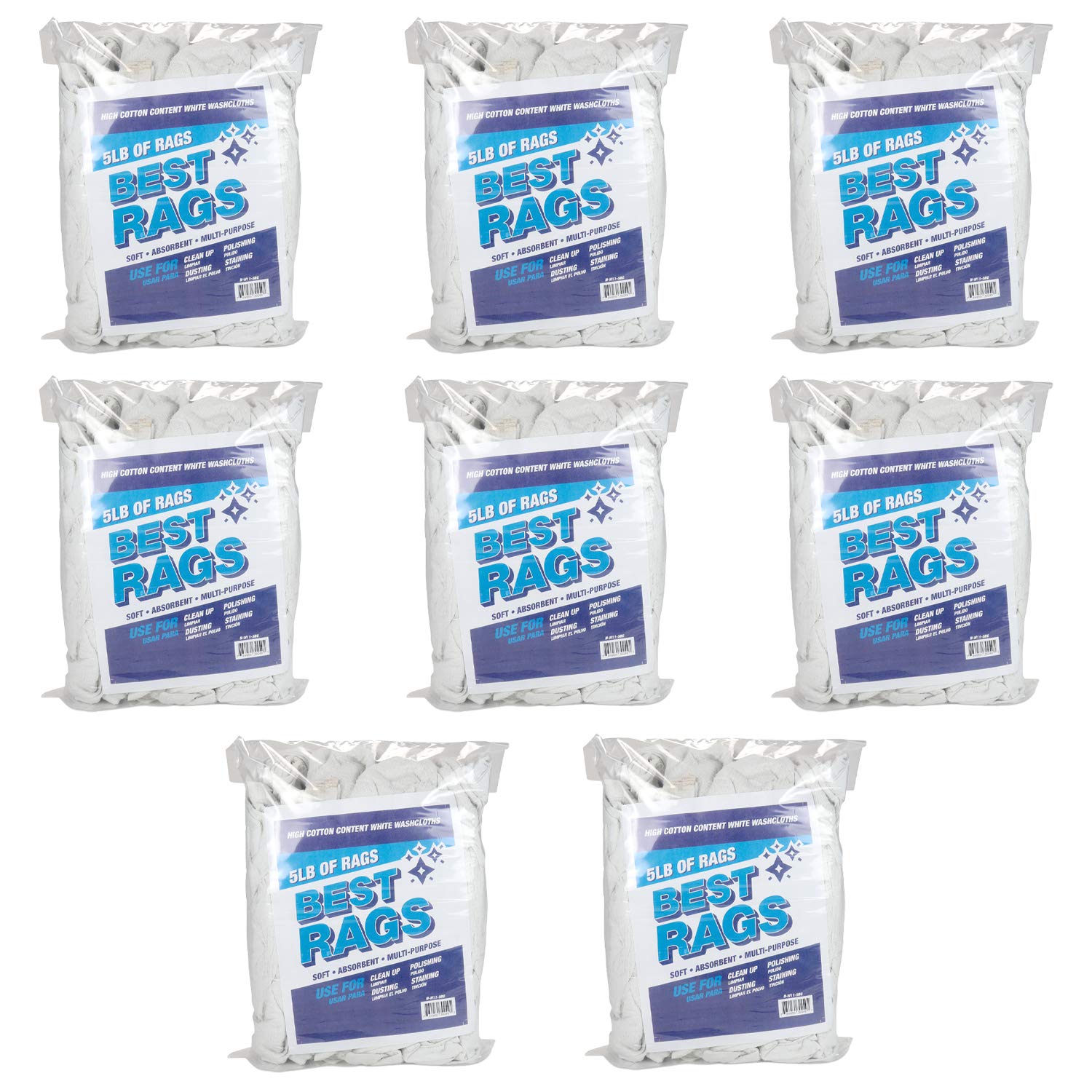 Arkwright Terry Washcloth W11 Bulk White Towel Rags (40 Lbs Box) - Multipurpose Cleaning Cloths for Shops, Garages, Restaurants & Home Use | Heavy-Duty Cleaning Towels for Commercial & Household Cleaning Tasks