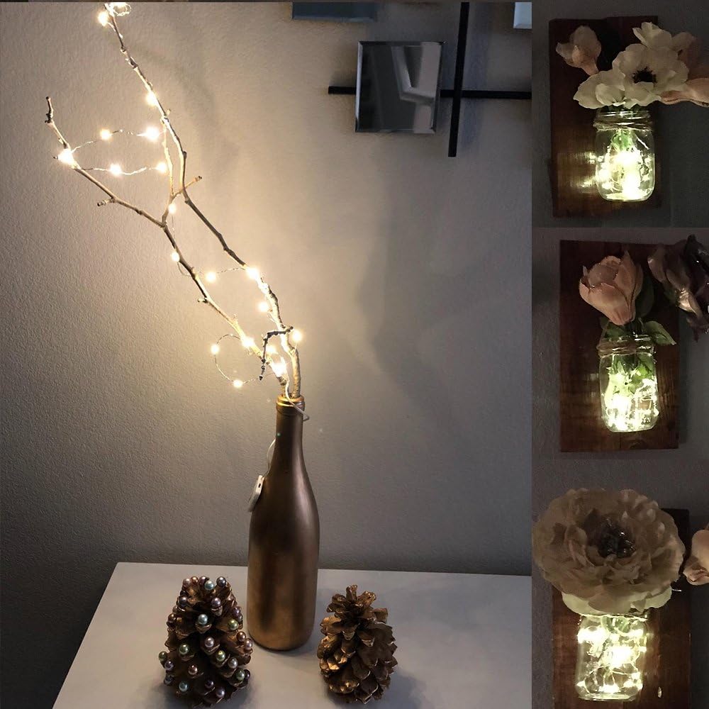 YKB 12 Pack Fairy Lights Battery Operated - 20 Small LED Lights on 6.6ft/2m Silver Copper Wire, Mini LED String Lights Powered by 2xCR2032 - Perfect for Mason Jars, Christmas Decorations, Weddings, Home Parties & Outdoor Events