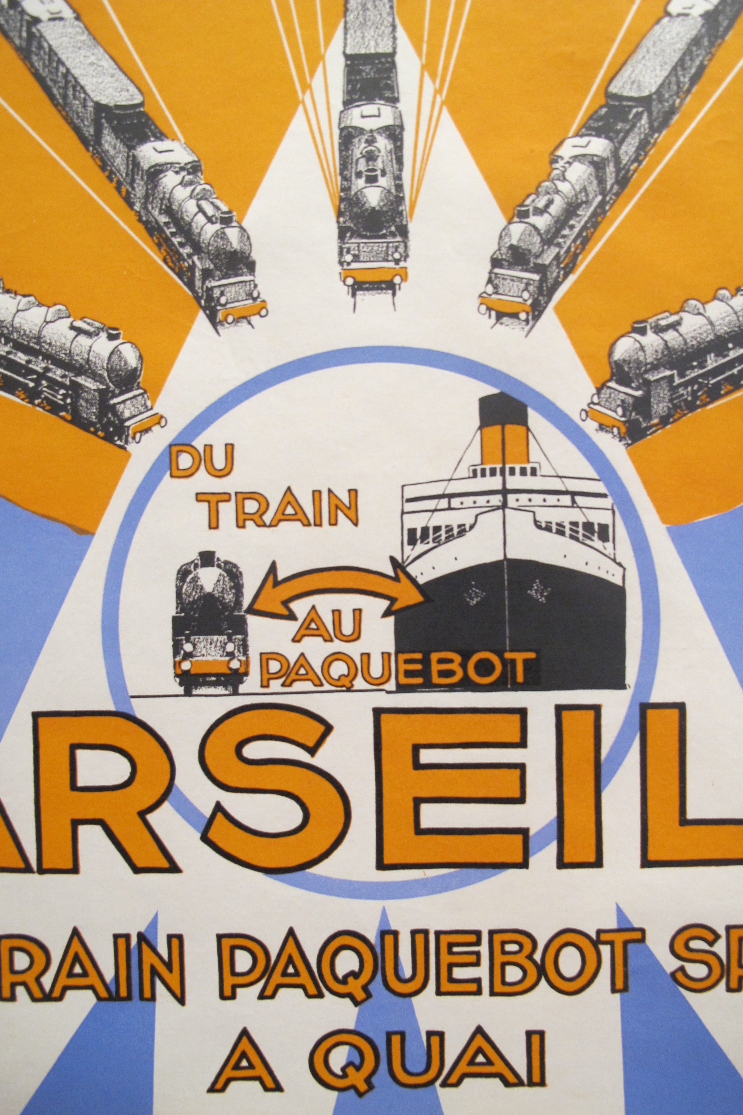 1930s Vintage French Ocean Liner Travel Poster - Paris Marseille Afrique du Nord by Cie Gle Compagnie Generale Transatlantique & PLM | Retro Nautical Wall Art for Home, Office & Maritime Decor