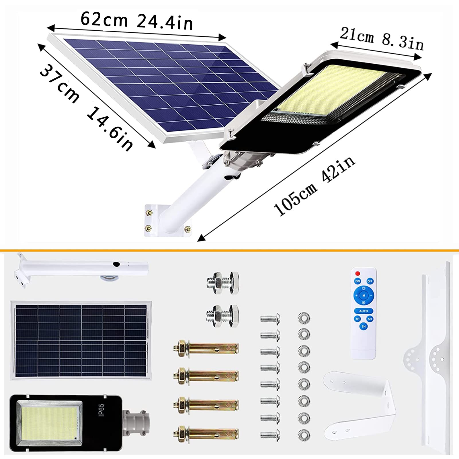 1600W Solar Street Lights - Commercial LED Outdoor Solar Powered Lights with Remote Control, IP67 Waterproof, Dusk to Dawn Sensor - Perfect for Parking Lots, Driveways, Pathways, and Backyard Security Lighting