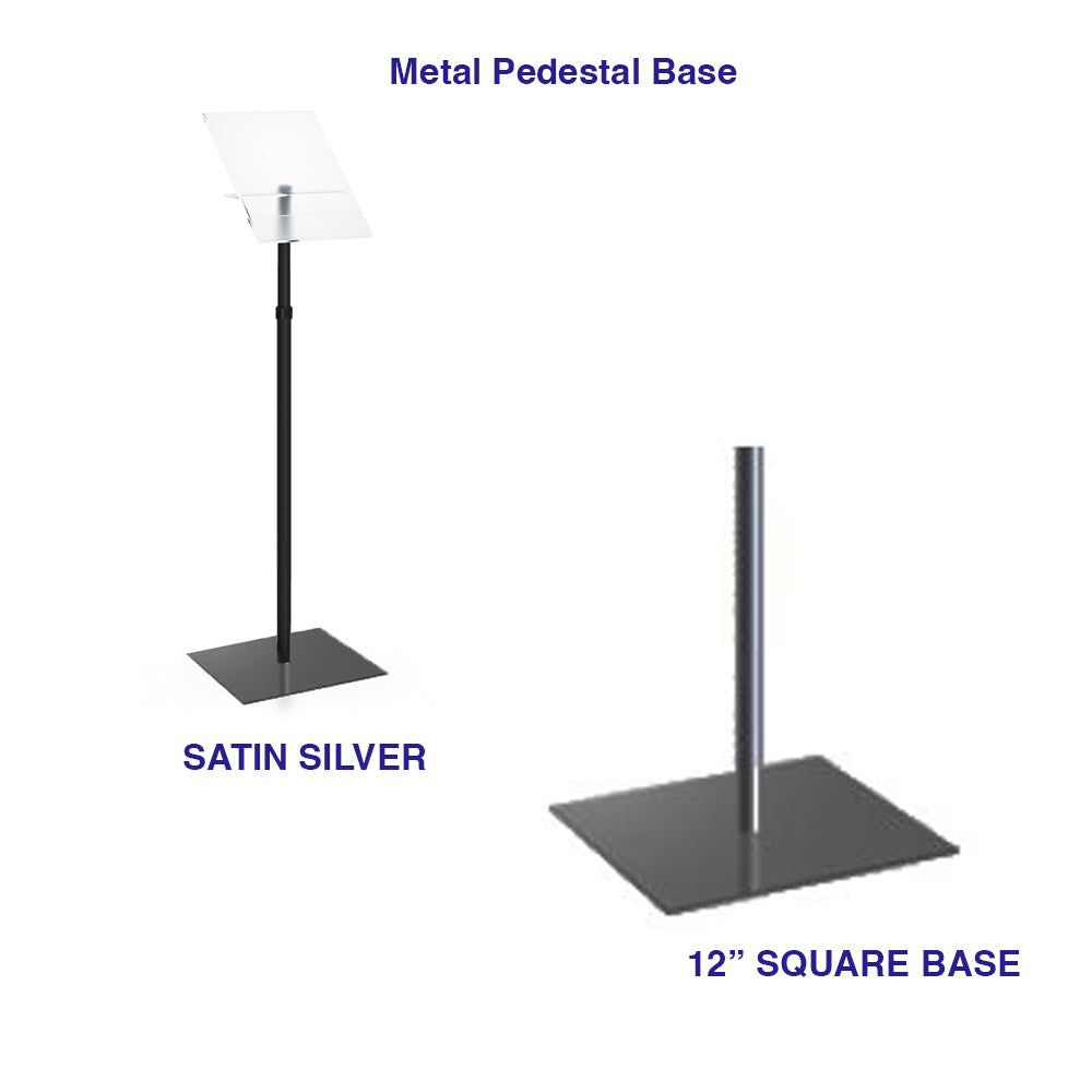 Angled Acrylic Sign Holder for 8.5x11 Messages - Adjustable Floor Stand with Steel Base (26-50