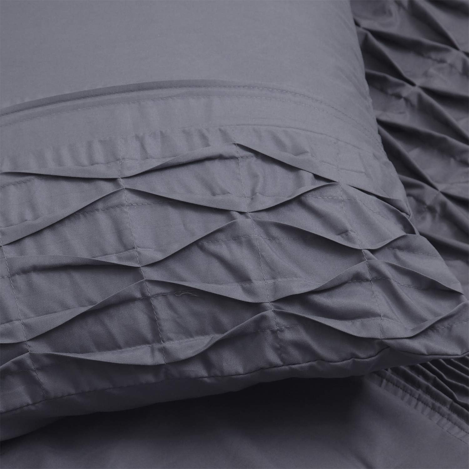 Arabella Pintuck Diamond Solid Comforter Set - Queen Size Luxury Bedding, 100% Cotton Comforter with Diamond Stitching - Perfect for Master Bedroom, Guest Room & Hotel Decor
