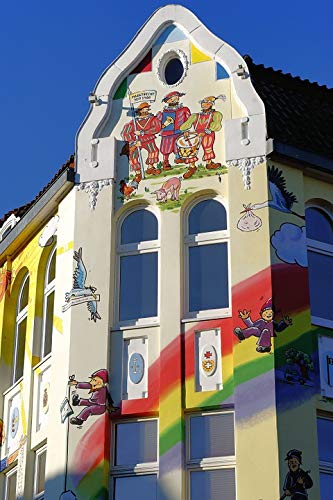 20x30 Inch Laminated Colorful Architecture Facade Building Poster - Vibrant Painted Home Wall Art - Perfect for Living Room, Bedroom & Office Decor