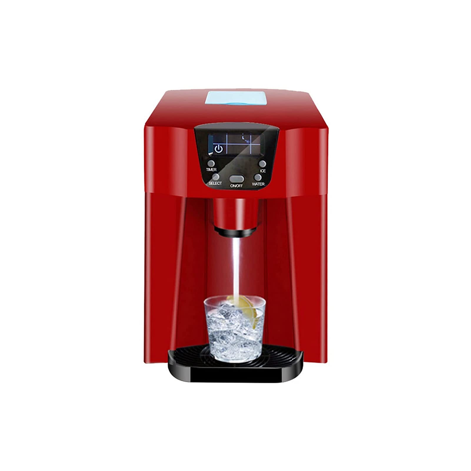 KSDCDF 26Lbs/24H Compact Automatic Ice Maker with Self-Cleaning Function - Fast 9 Cubes in 6-10 Minutes - Portable Countertop Ice Machine for Home, Kitchen, Office, Bar & RV - Perfect for Cocktails, Parties & Daily Use (Red)
