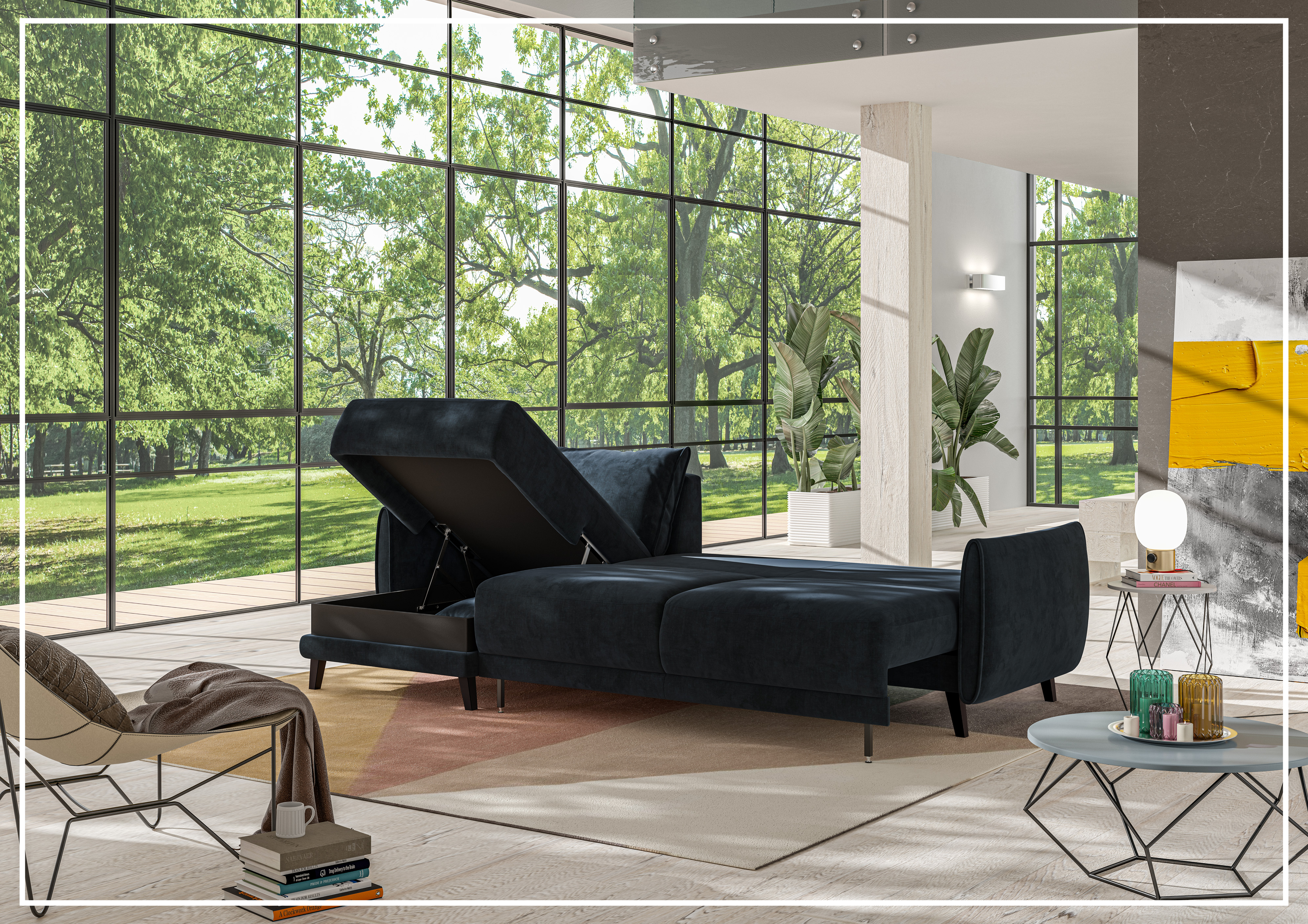 Luonto Dolphin Fabric Sectional Sofa Sleeper with Reversible Chaise & Storage | Modern L-Shaped Convertible Couch Bed | Perfect for Small Spaces, Living Rooms & Guest Rooms