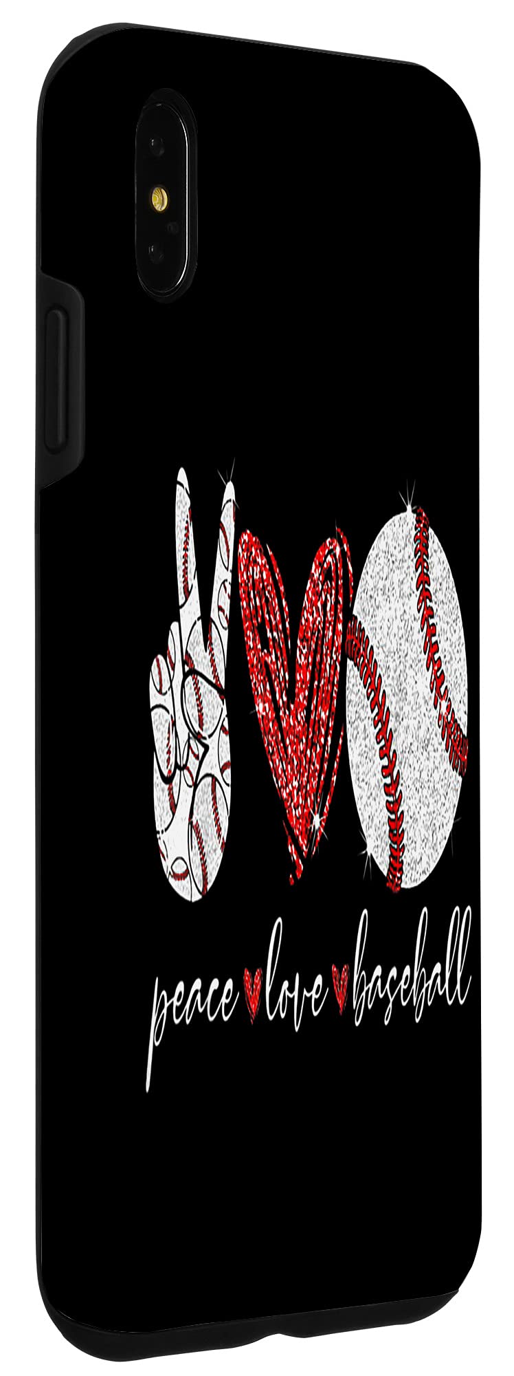 iPhone XS Max Protective Case - Durable Shockproof Cover with 'Hit Hard Run Fast Turn Left Peace Love Baseball' Design | Perfect for Baseball Fans & Sports Enthusiasts