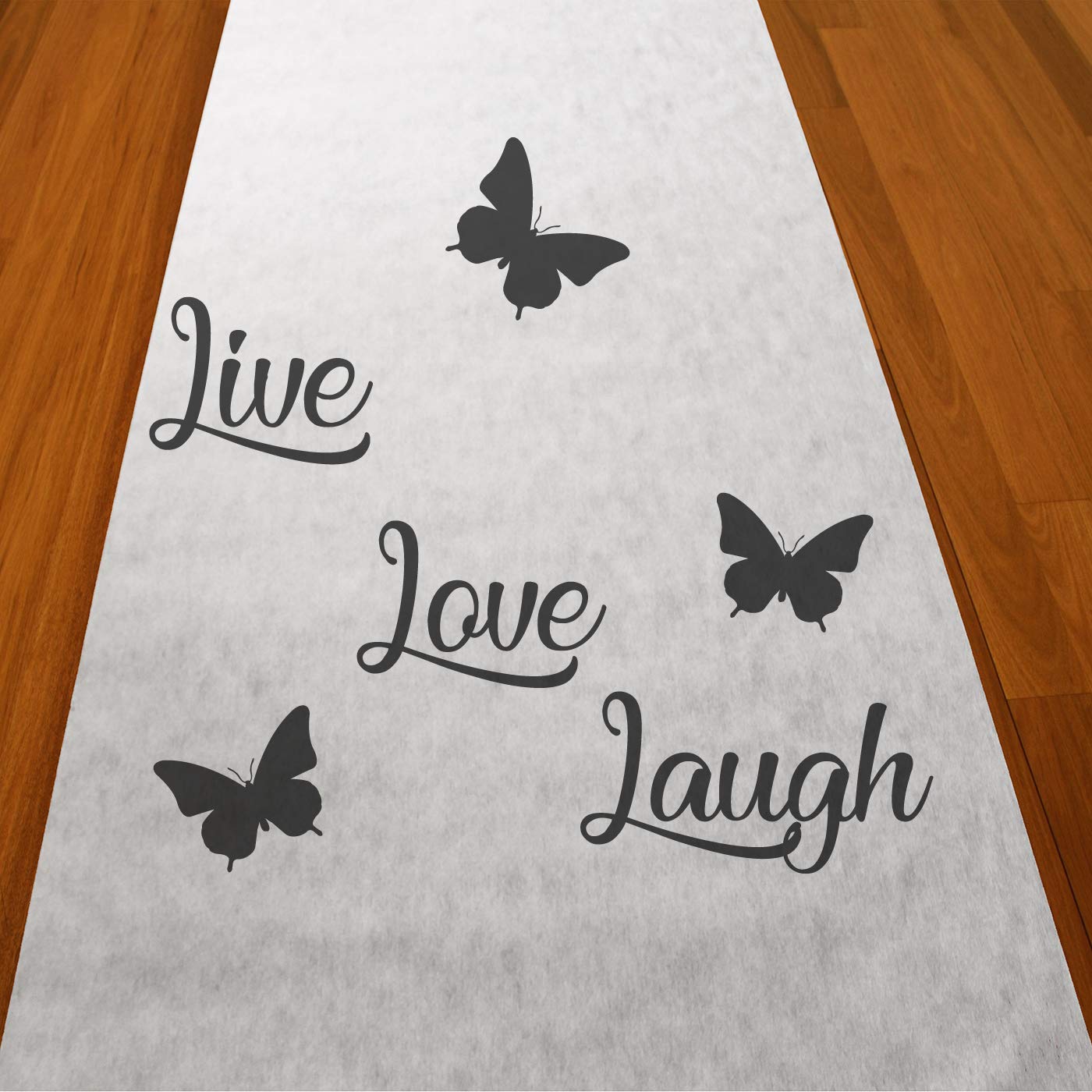 Live Love Laugh Butterfly Wedding Aisle Runner - 75ft Long Elegant Ceremony Decor for Outdoor/Indoor Weddings, Garden Parties & Romantic Events