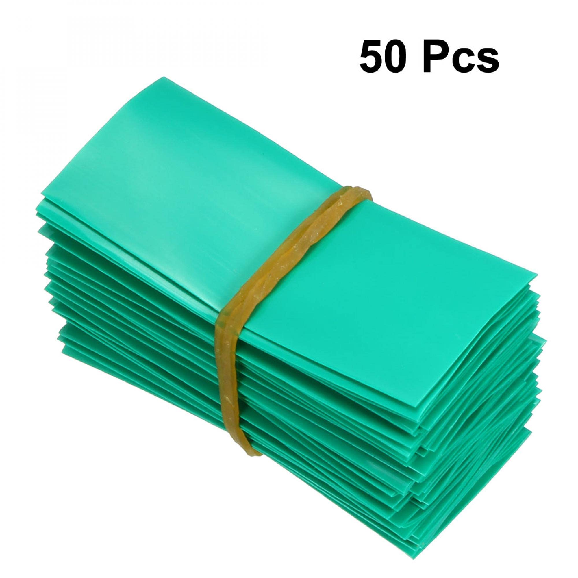 50 Pack Green PVC Battery Heat Shrink Wrap - 53mm Length 23mm Flat Width AA Battery Heat Shrink Tubing for DIY Electronics, Battery Repair & Organizing (Green) - Perfect for Home, Office & Workshop Use