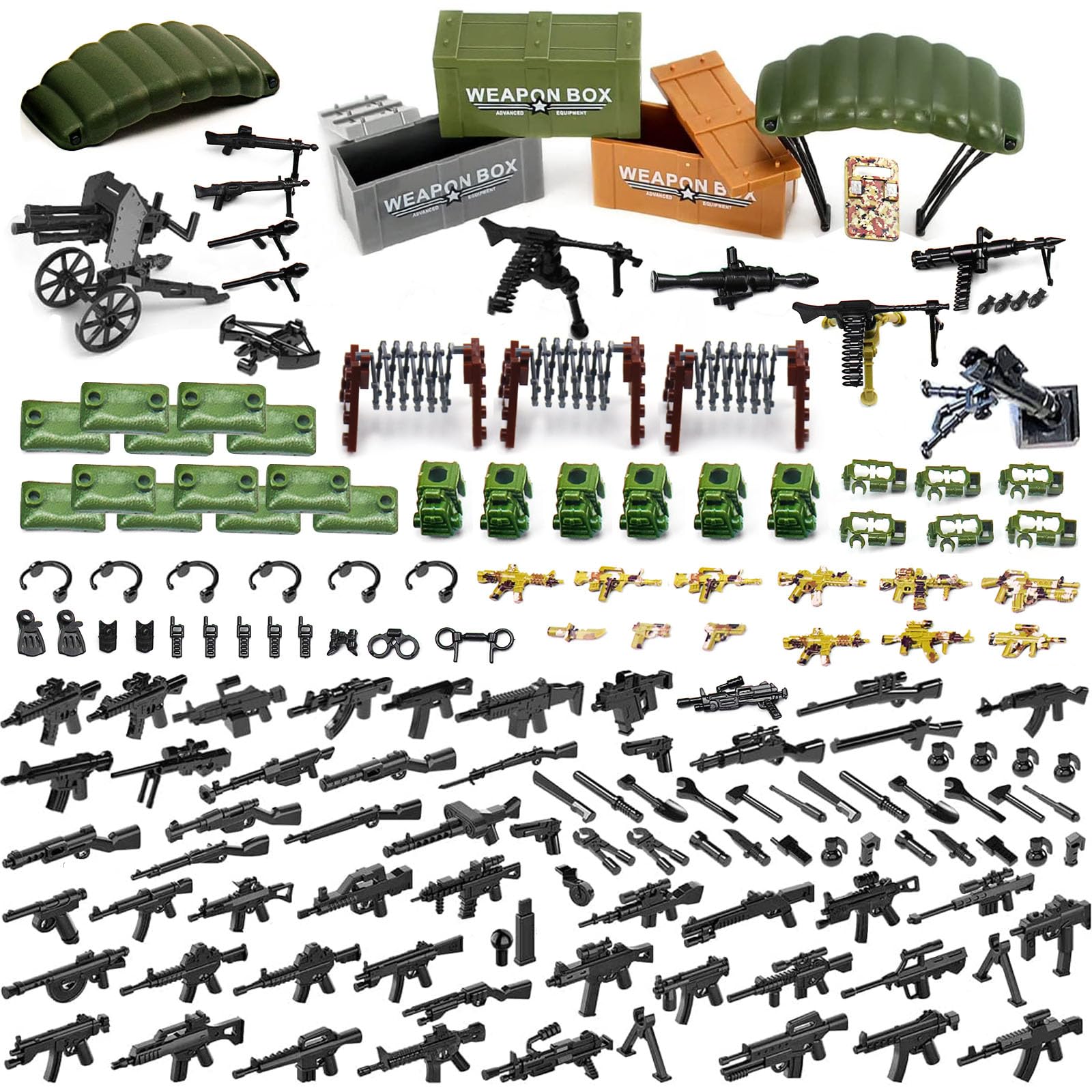 Army Soldier Toy Weapons Set - 50+ Military Guns & Gear Accessories for Kids, Compatible with Major Building Blocks - Perfect for Battle Scenes, Role Play & Collectors