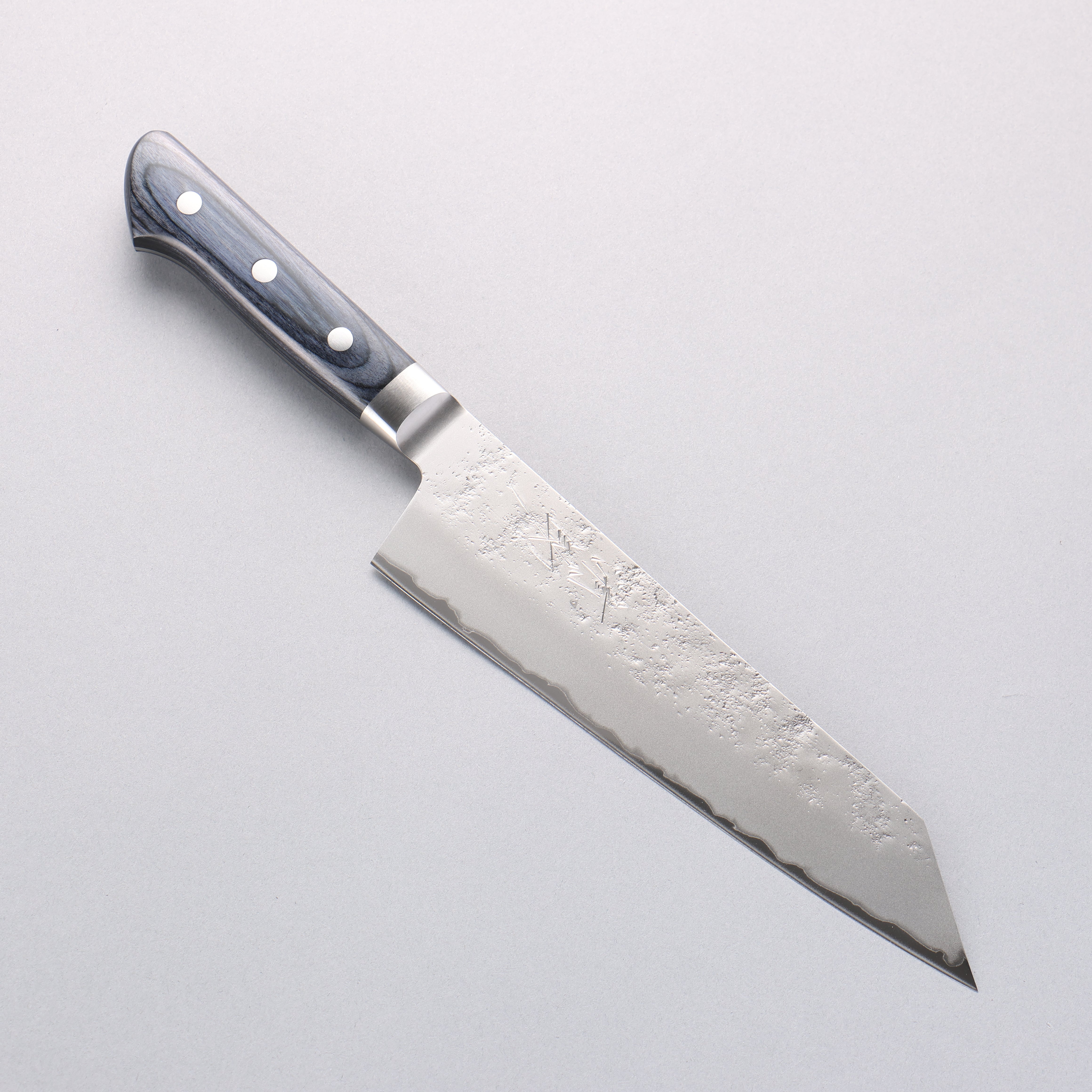 Premium Seisuke Blue Steel No.2 Nashiji Kiritsuke Santoku Knife 195mm - Japanese Chef Knife with Navy Blue Pakka Wood Handle - Perfect for Sushi, Vegetables & Meat Cutting