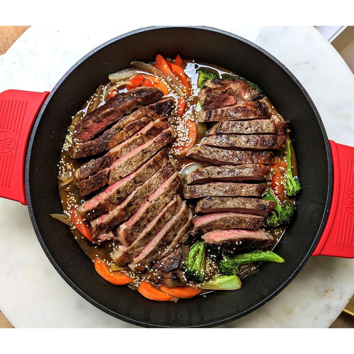 Kitchen HQ 4.5-Quart Cast Iron Nonstick Braiser Pan with Lid - Oven Safe, Renewed - Perfect for Searing, Braising & Slow Cooking in Kitchen